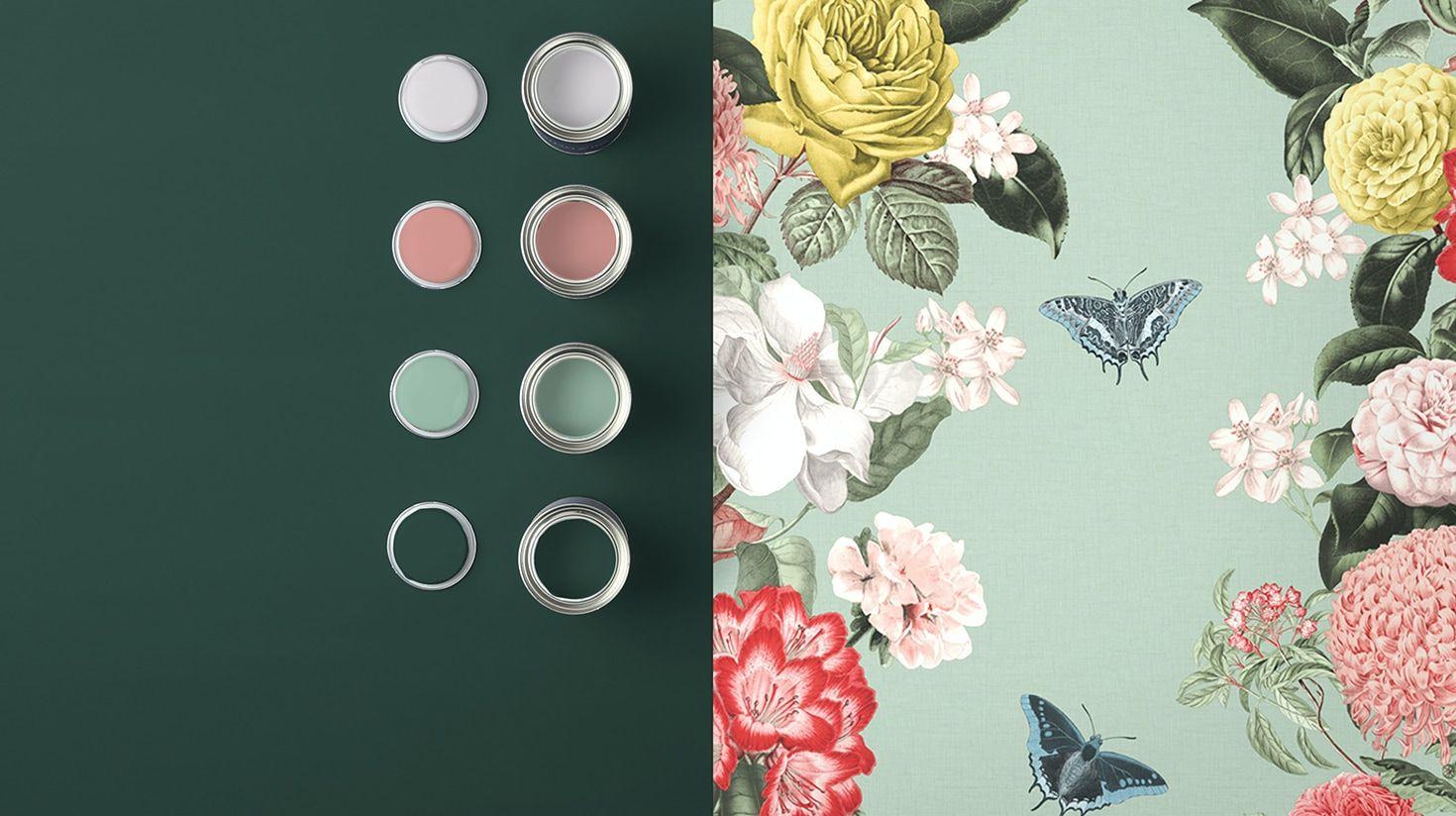 1470x824 Graham & Brown, colorful floral wallpaper. Magazine Belles Demeures