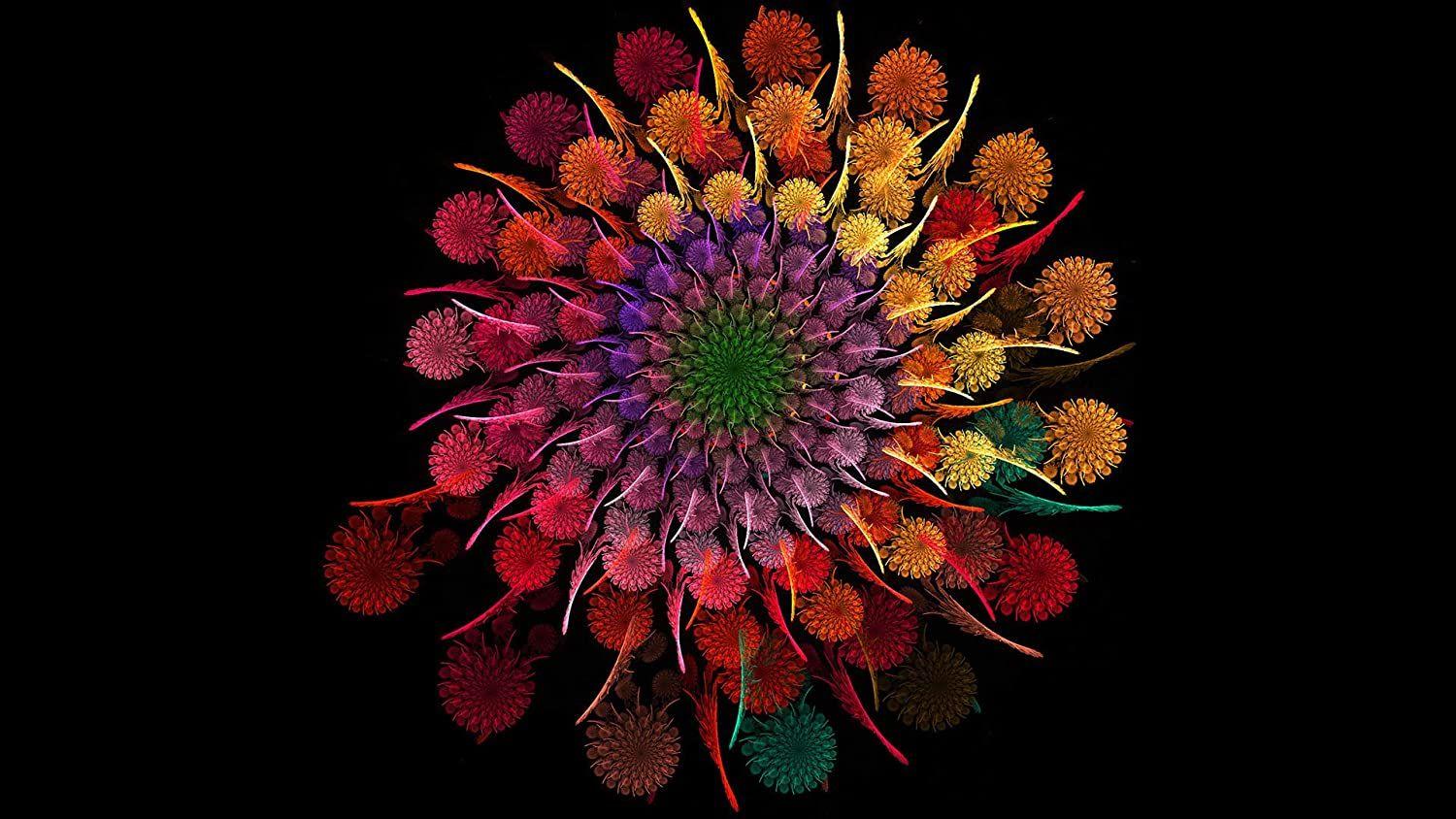 1500x844 Buy Avikalp Exclusive Awi4158 Colorful Fractal Flower Full HD 3D Look Wallpaper (5 x 4 ft) Online at Low Prices in India