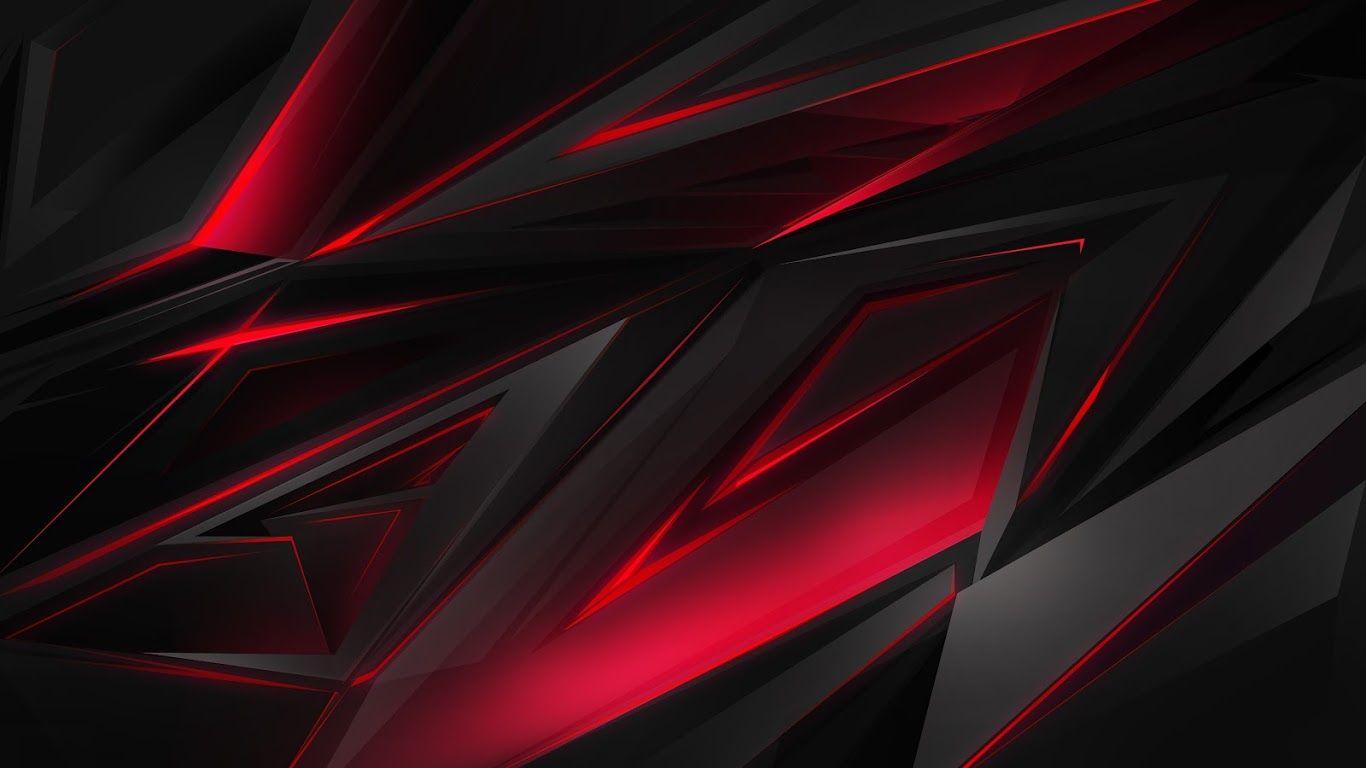 1366x768 Black Red Abstract Polygon 3D 4K Wallpaper