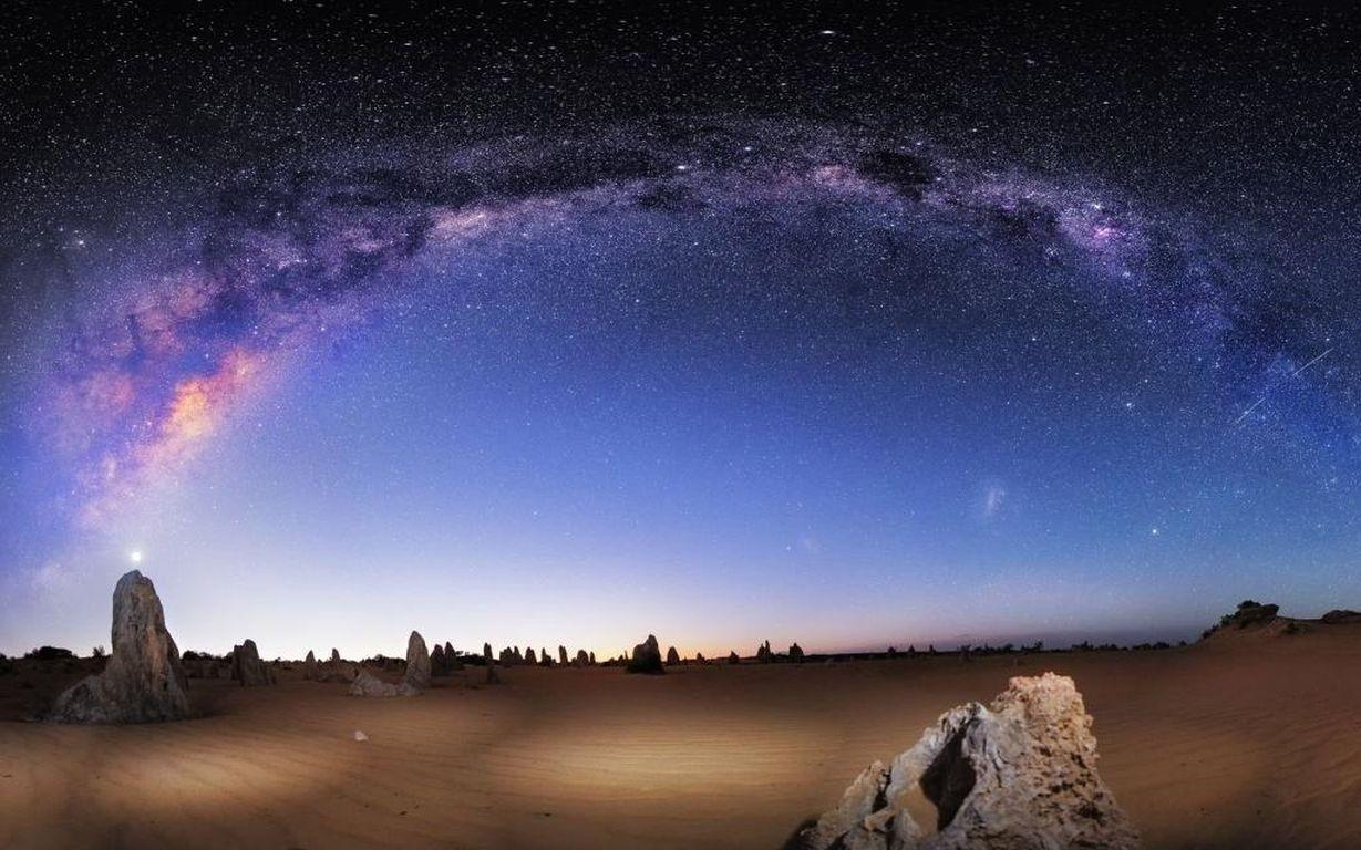 1229x768 Sky Night Stars Field Landscape Desert Milky Way Nature Scene