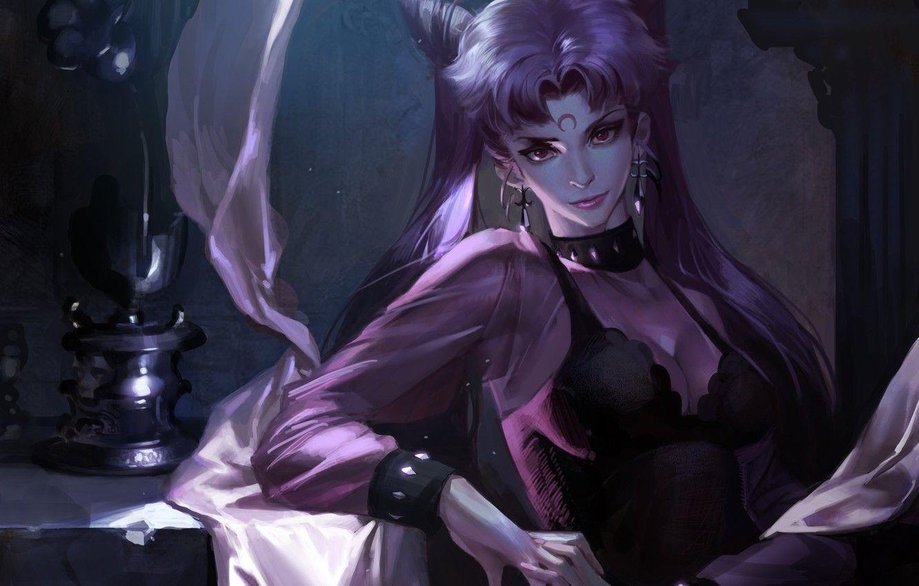 1332x850 Wallpaper girl, dark, art, fabric, tippet, black lady, beauty warrior sailor moon, chibiusa, pindleskin image for desktop, section прочее