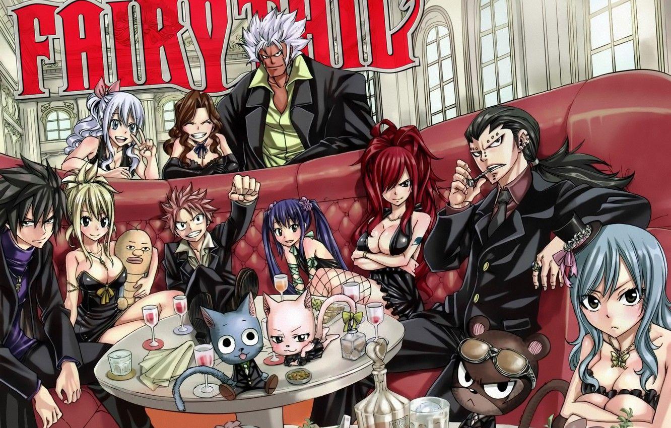 1332x850 Wallpaper girls, dragons, guys, characters, Fairy Tail, Fairy tail image for desktop, section сёнэн