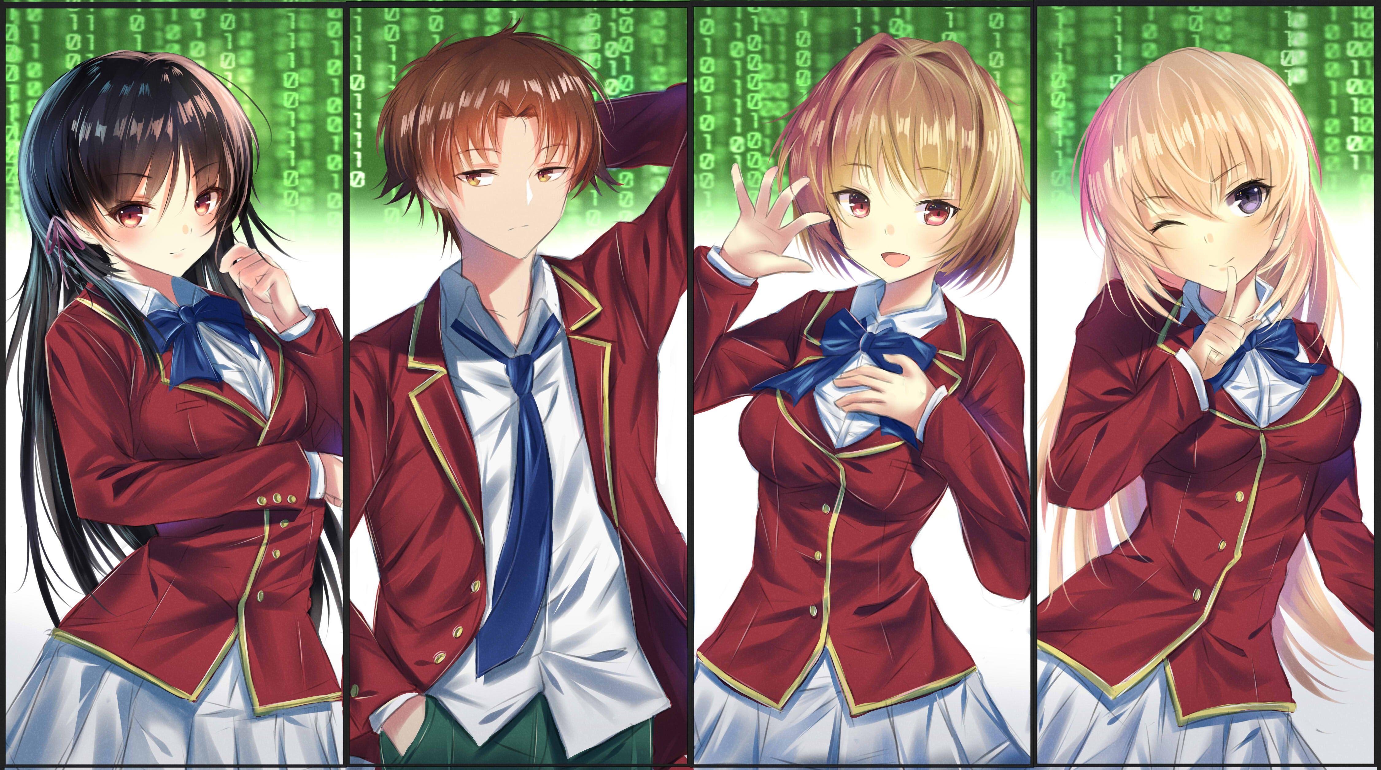 4500x2510 Purple Eyes, Red Eyes, Boy, Suzune Horikita, Honami Ichinose, Classroom of the Elite, Yellow Eyes, Kiyotaka Ayanokōji, Anime, Black Hair, Girl, Kikyō Kushida, Blonde, Brown Hair wallpaper. Mocah.org HD Wallpaper
