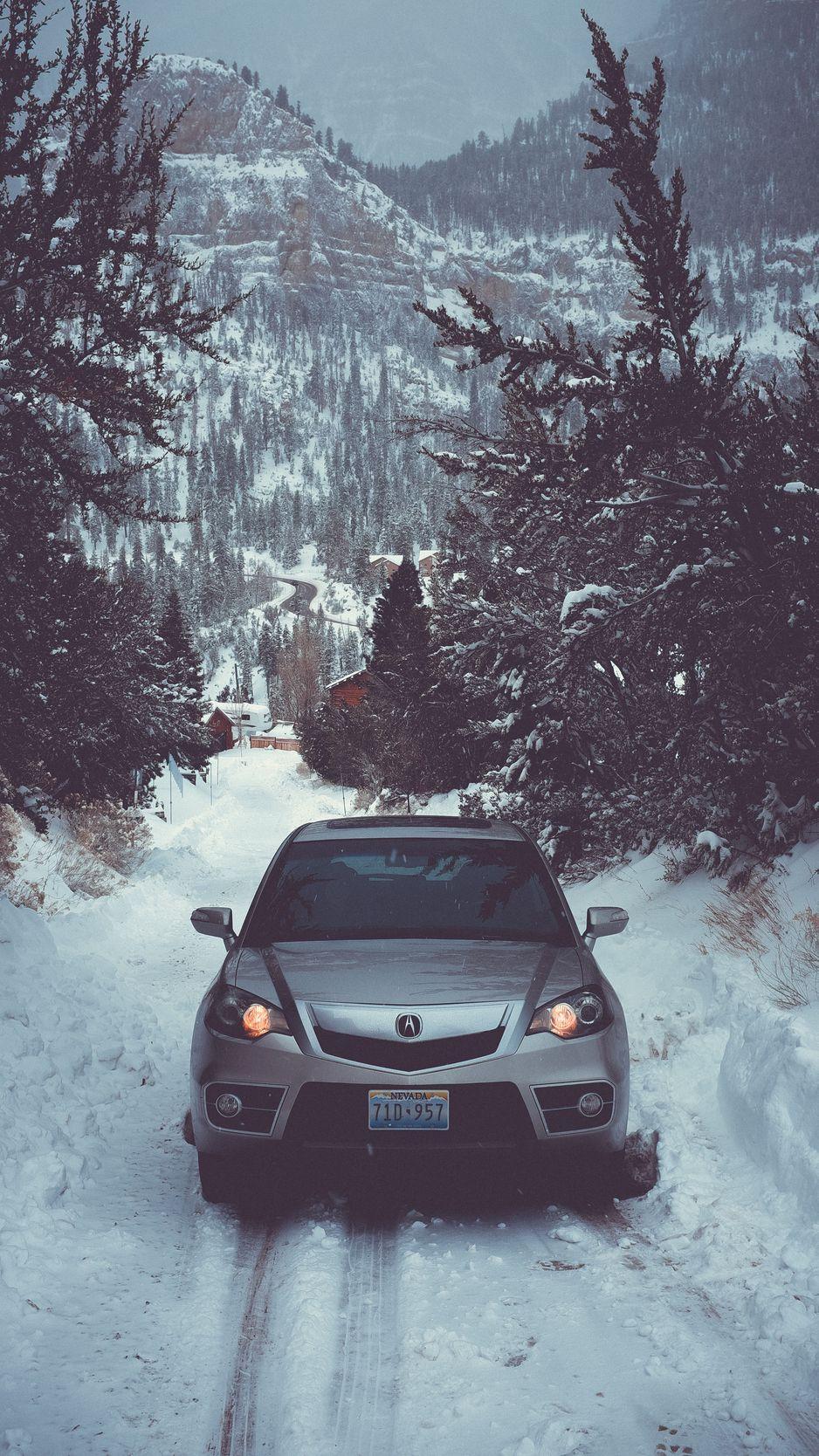 938x1668 Download Wallpaper 938x1668 Auto, Winter, Front View, Snow, Trees Iphone 8 7 6s 6 For Parallax HD Background