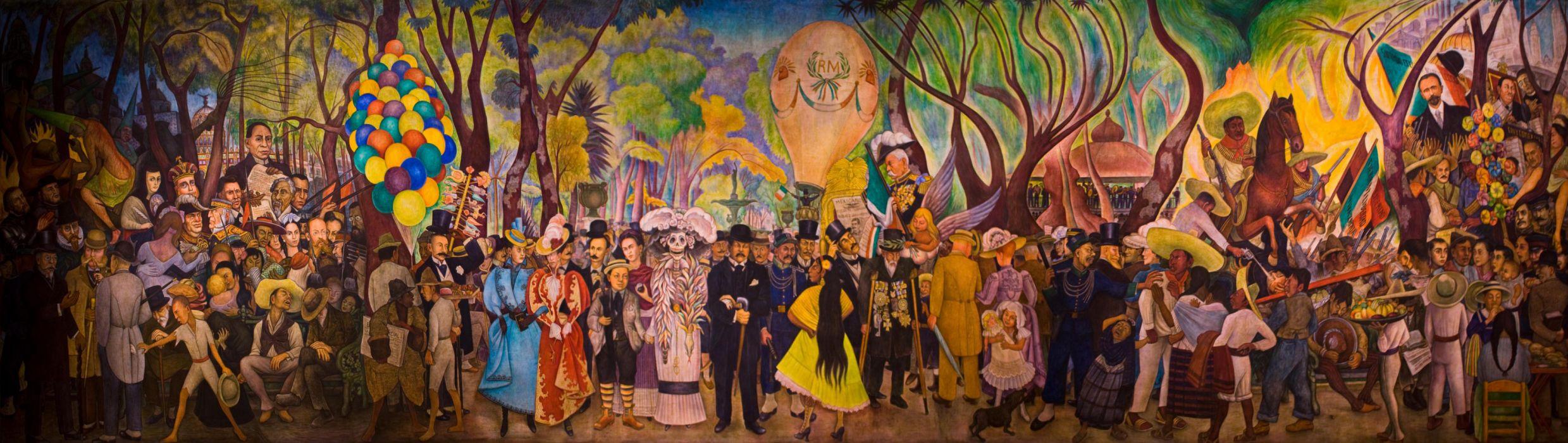2479x700 Dream of a Sunday Afternoon in Alameda Park by Diego Rivera wallpaperx2531