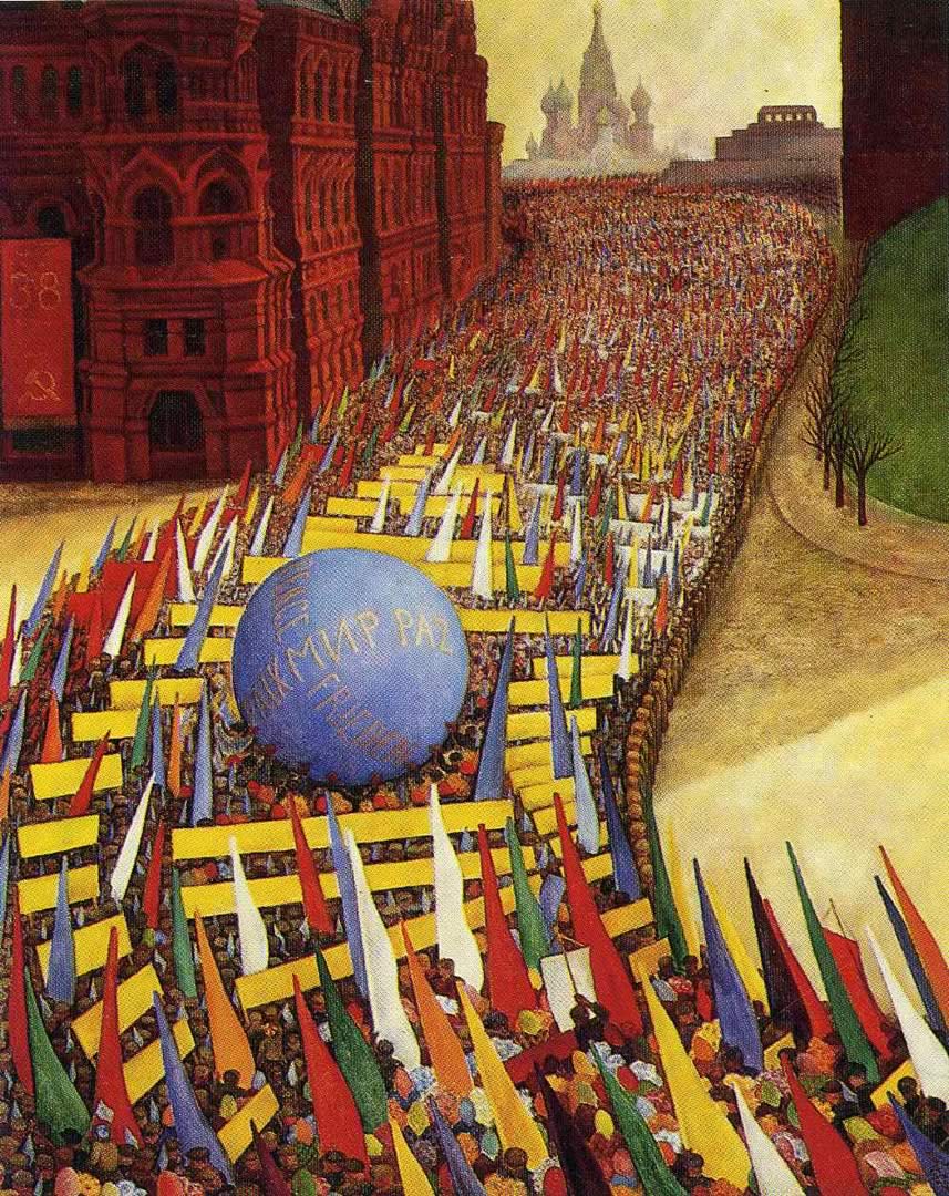 857x1080 May Day Procession In Moscow Rivera Wallpaper Image