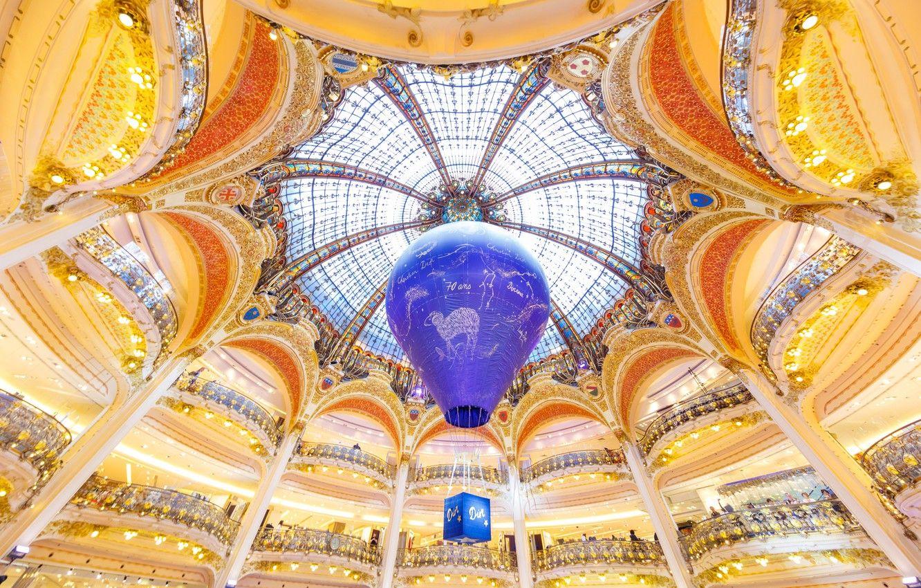 1332x850 Wallpaper balloon, France, Paris, Department store, Galeries Lafayette image for desktop, section интерьер