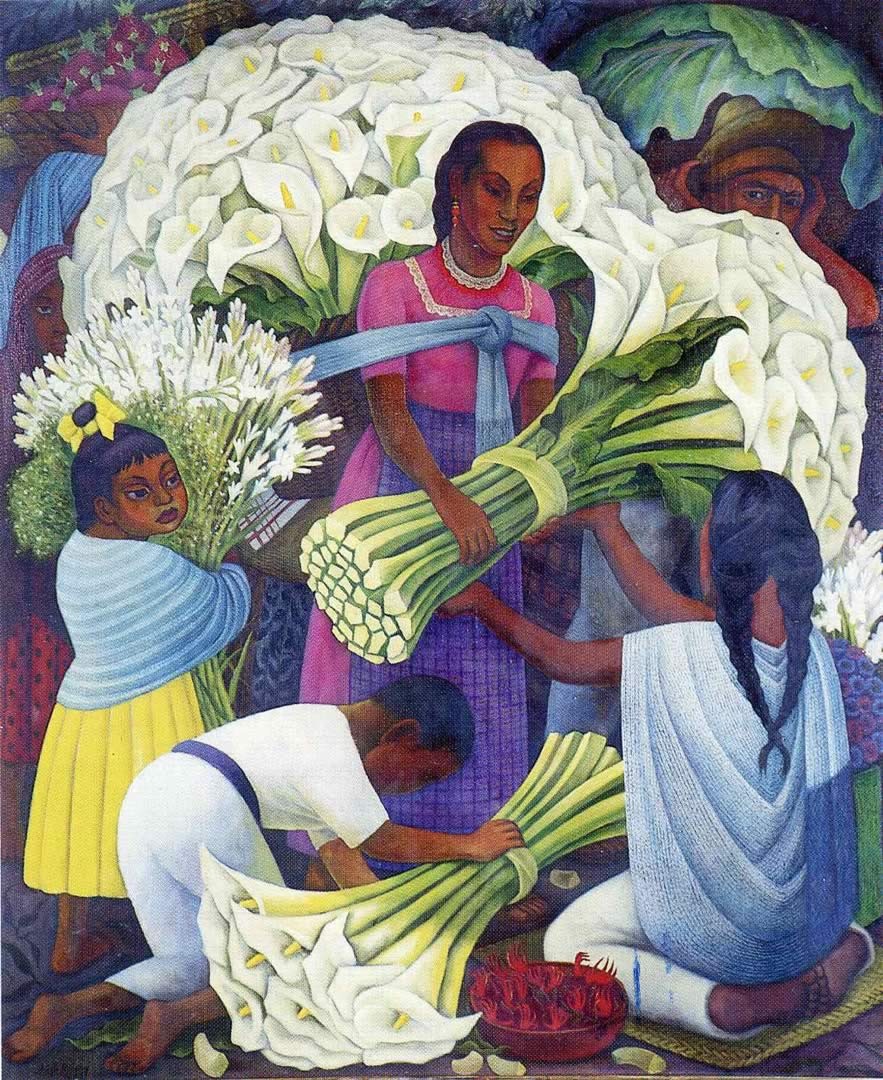 883x1080 Flower Vendor Rivera Wallpaper Image