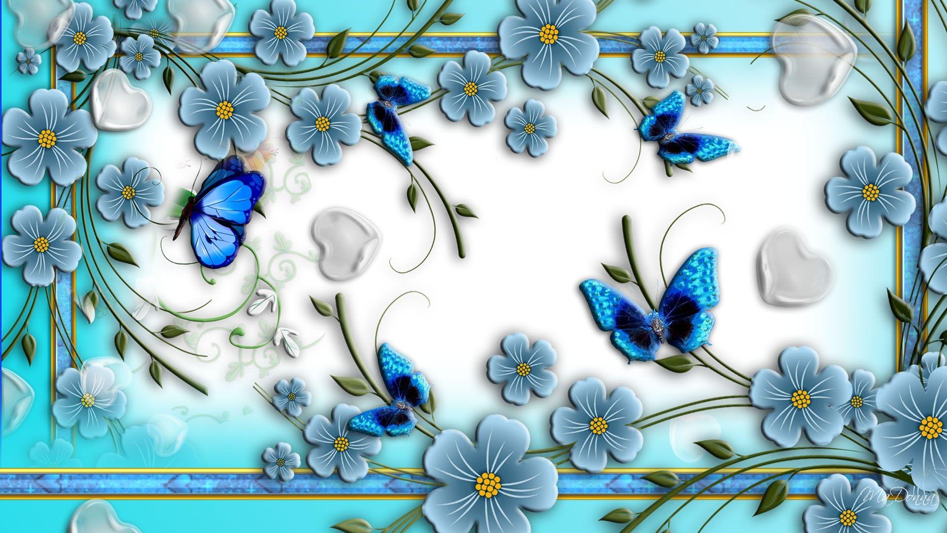 1920x1080 hình nền bướm xanh HD