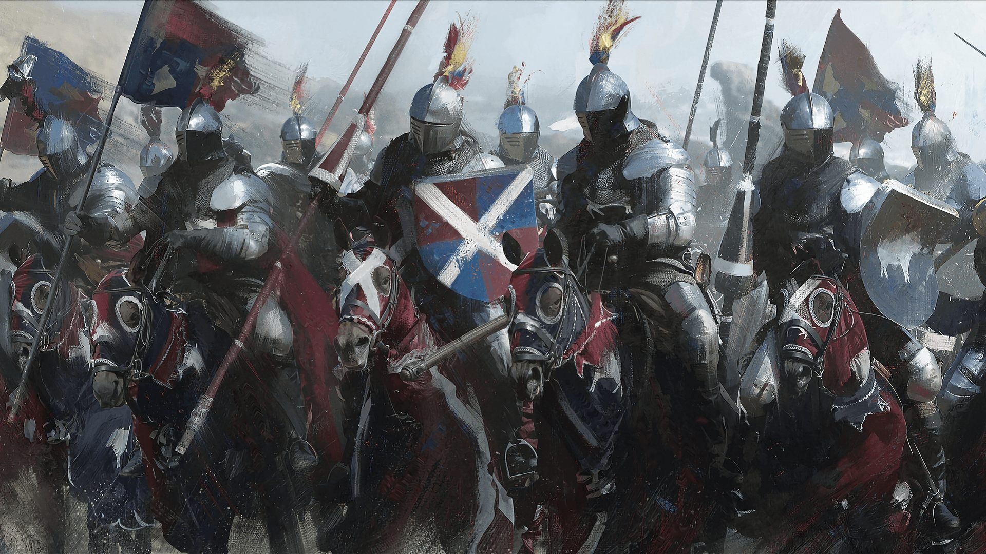 1920x1080 #colorful, #medieval, #lance, #Cavalry, #banner, #knight, #shield, #armor, wallpaper HD Wallpaper