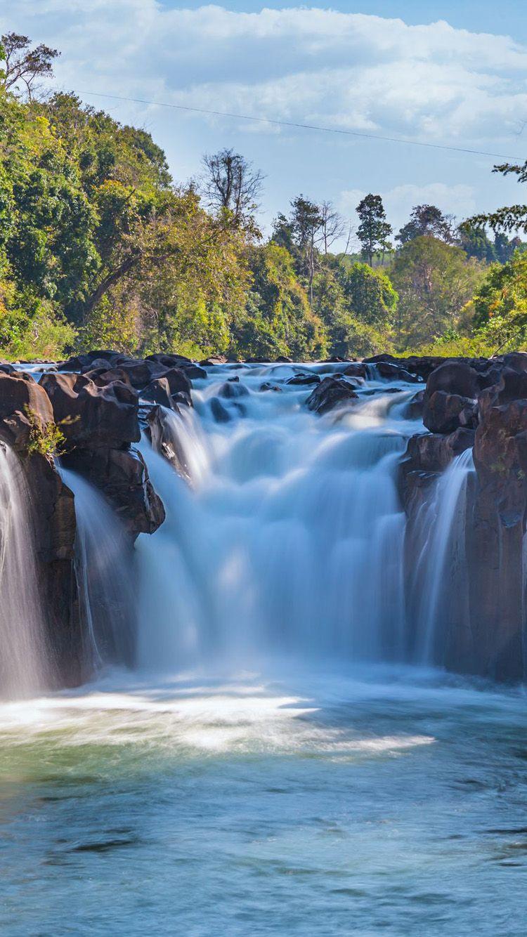 750x1334 iPhone Wallpaper. Waterfall, Body of water, Water resources, Natural landscape, Nature, Water