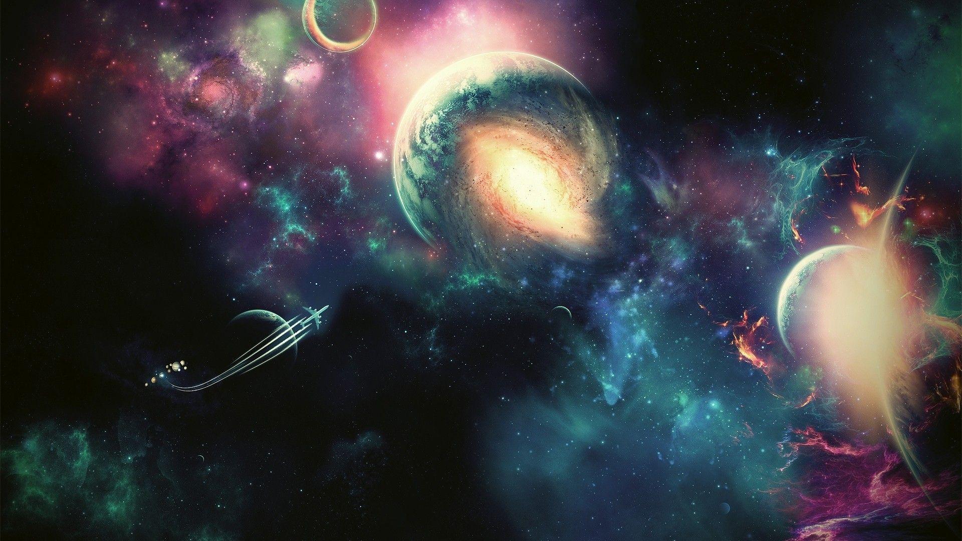 1920x1080 #galaxy, #stars, #artwork, #planet, #nebula, #black holes, # constellation, #fantasy art, #colorful, wallpaper. Mocah.org HD Wallpaper