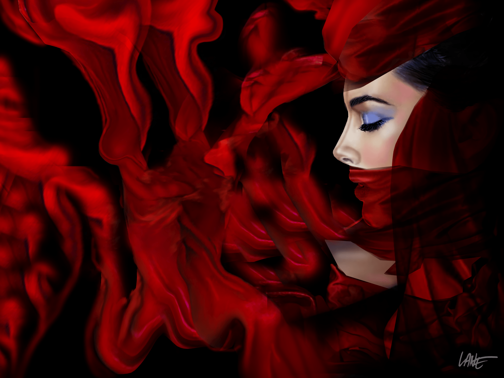 1920x1439 Girl In Red Wallpaper