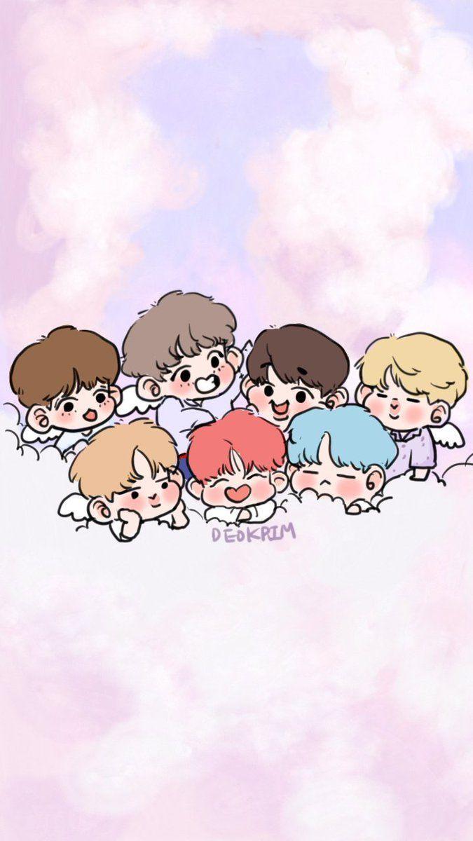 675x1200 Korean BTS: Bts Cartoon Wallpaper