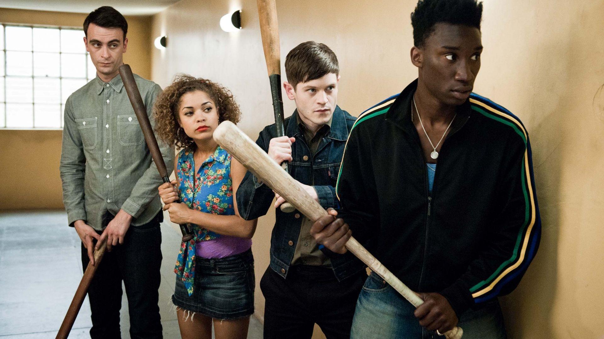 1920x1080 Download Wallpaper 1920x1080 misfits, actors, baseball bat Full HD 1080p HD Background. Misfits tv, Misfits tv show, Misfits actors