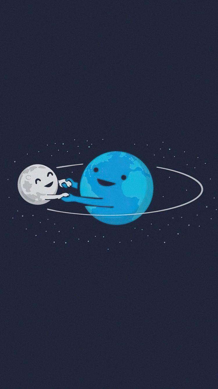 750x1334 Moon Earth Funny Minimalism iPhone iPhone 6S, iPhone 7 HD 4k Wallpaper, Image, Background, Photo and Picture