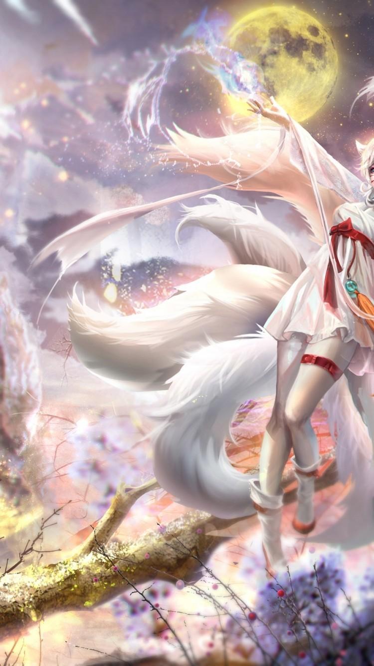 750x1334 Anime Nine Tail Fox Wallpaper