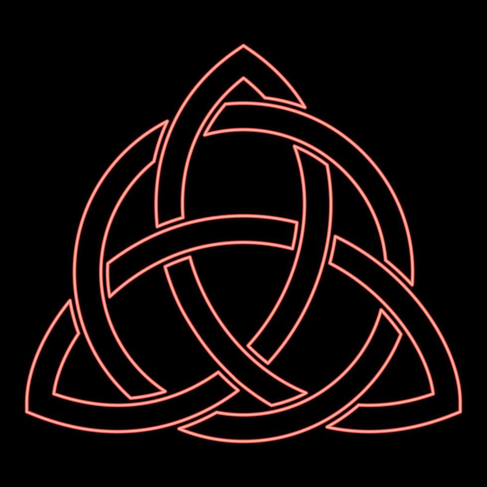 980x980 Neon triquetra in circle Trikvetr knot shape Trinity knot red color vector illustration image flat style