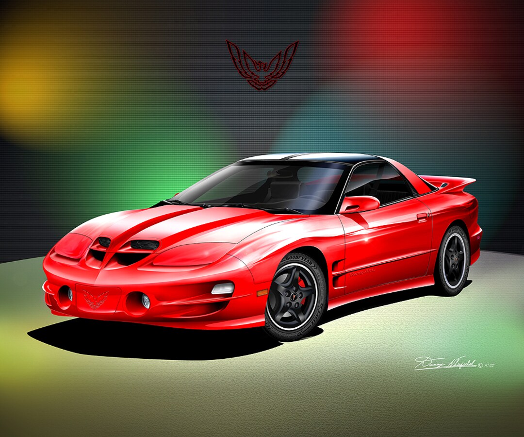1080x900 1998 2002 Pontiac Trans Am Red Print By Danny Whitfield. Car Enthusiast Wall Art For Men
