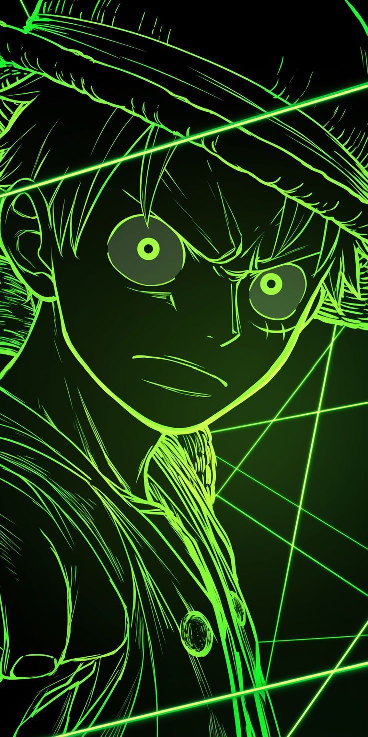 736x1472 Neon Luffy. Aesthetic Phone Wallpaper