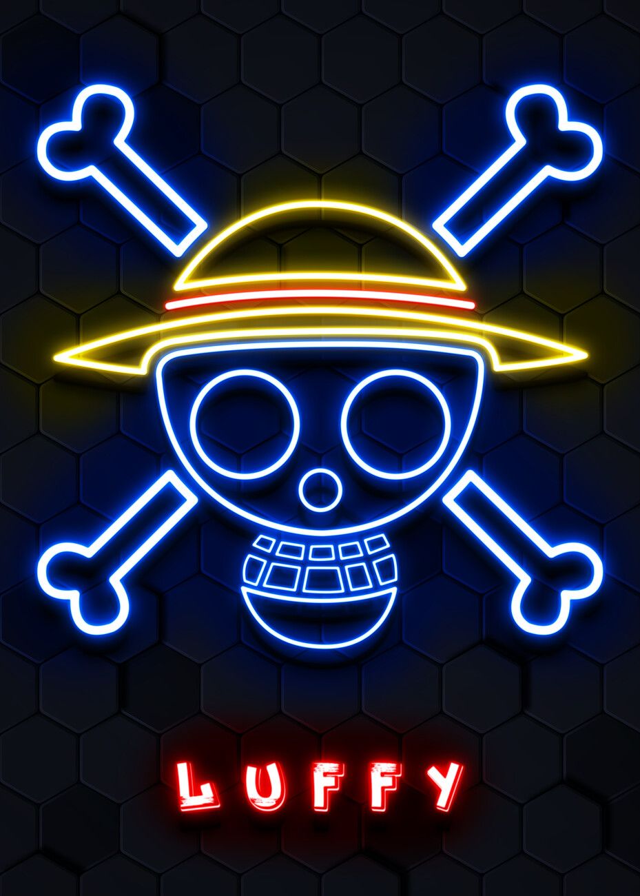 929x1300 Poster Luffy Neon