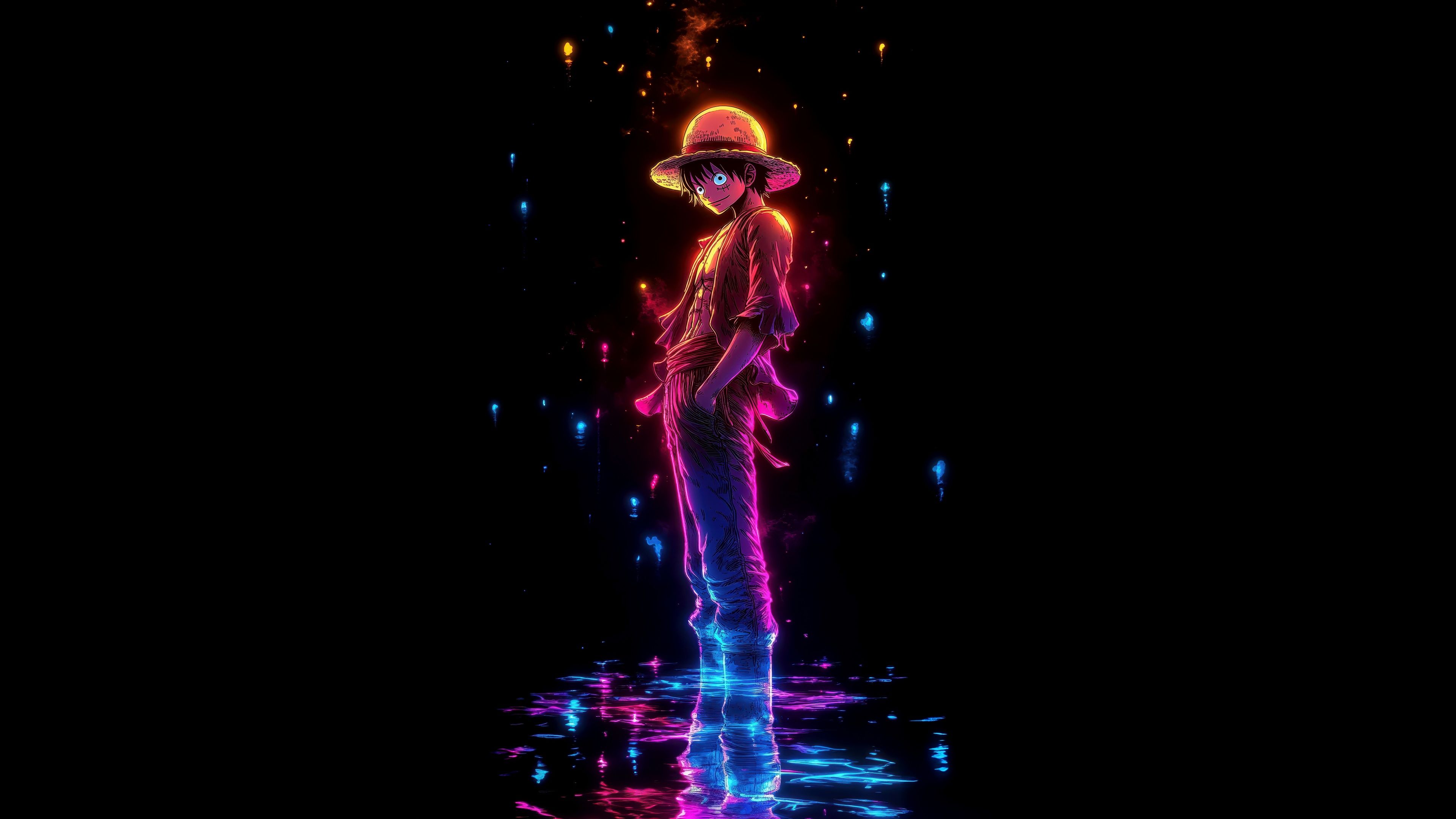 3840x2160 Neon Wallpaper 4K, Monkey D. Luffy, 5K, 8K