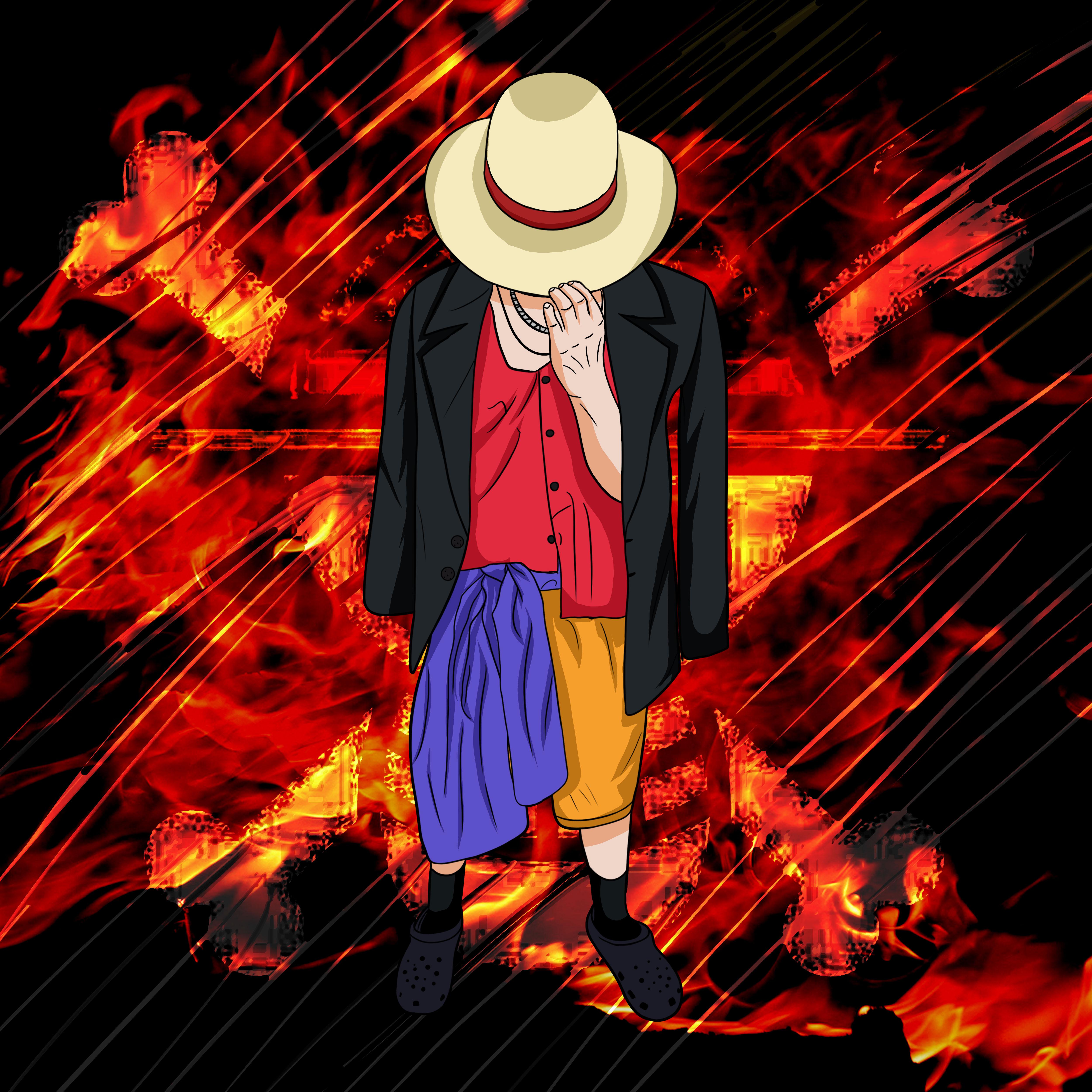 5000x5000 Luffy iPhone One Piece Wallpaper Monkey Luffy Wallpaper 4K, Neon Art, 5K, 8K