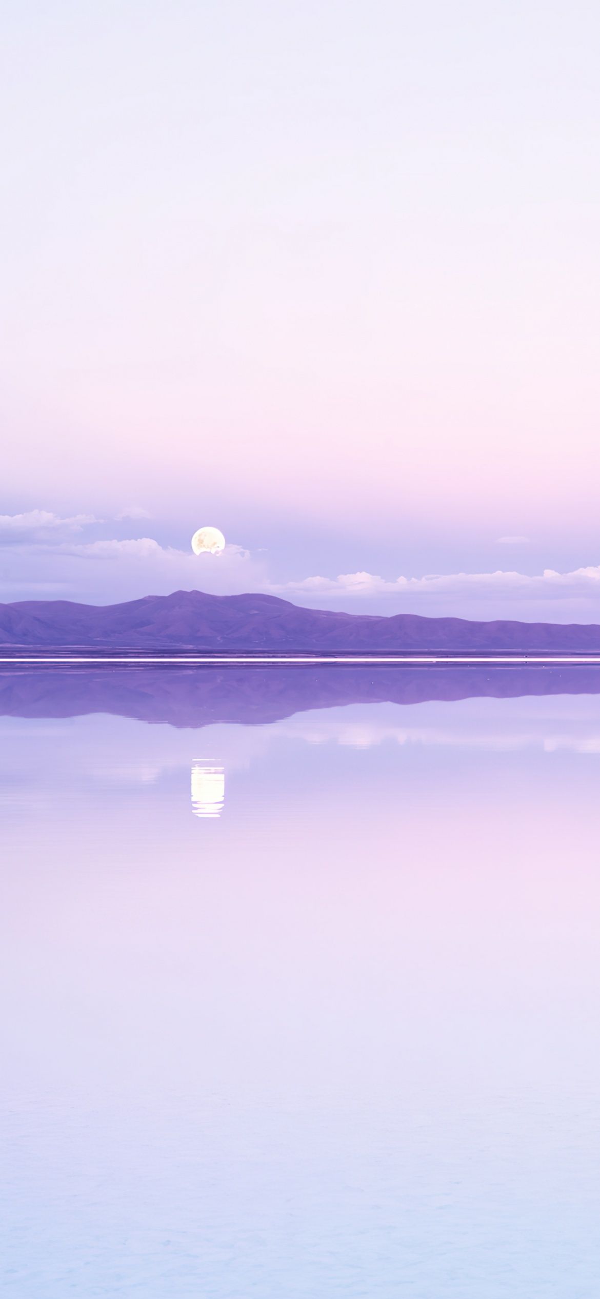 1170x2532 Full moon Wallpaper 4K, Purple aesthetic, Lake, Calm