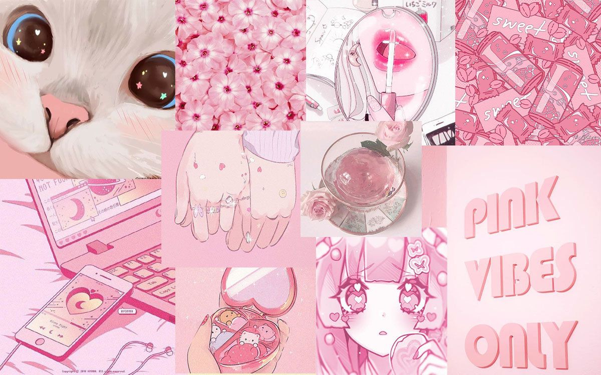 1200x750 Pink Vibes Only Aesthetic Wall Collage Kawaii Room Decor Pink Photo Wall Trendy Room Decor Kit Trendy Collage 97 PCS Kawaii Wall Printables