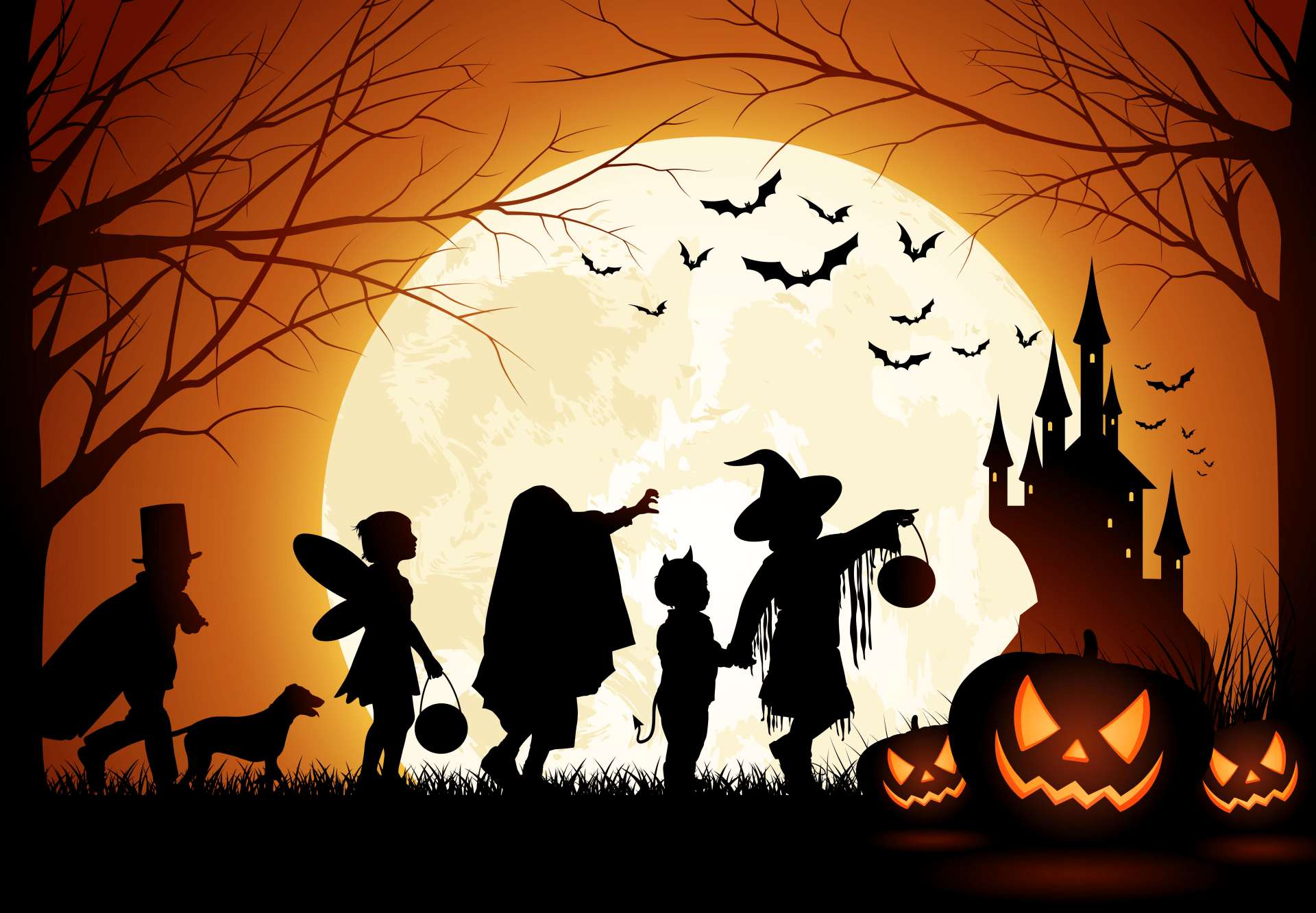 1920x1332 Halloween Magic: 4K Ultra HD Wallpaper of a Curious Child Beneath the Moonx4212