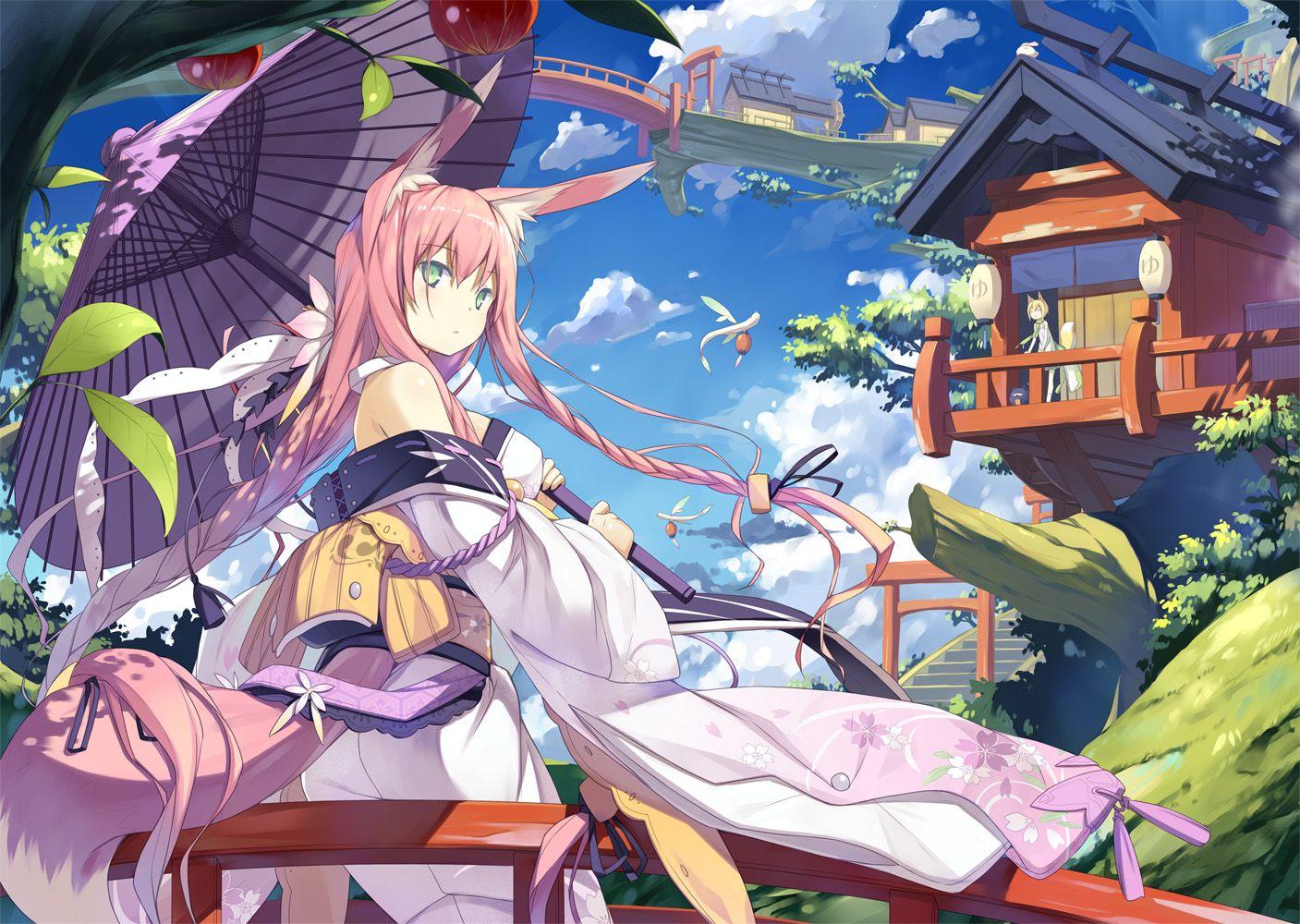 1407x1000 Photo fox girls Anime female