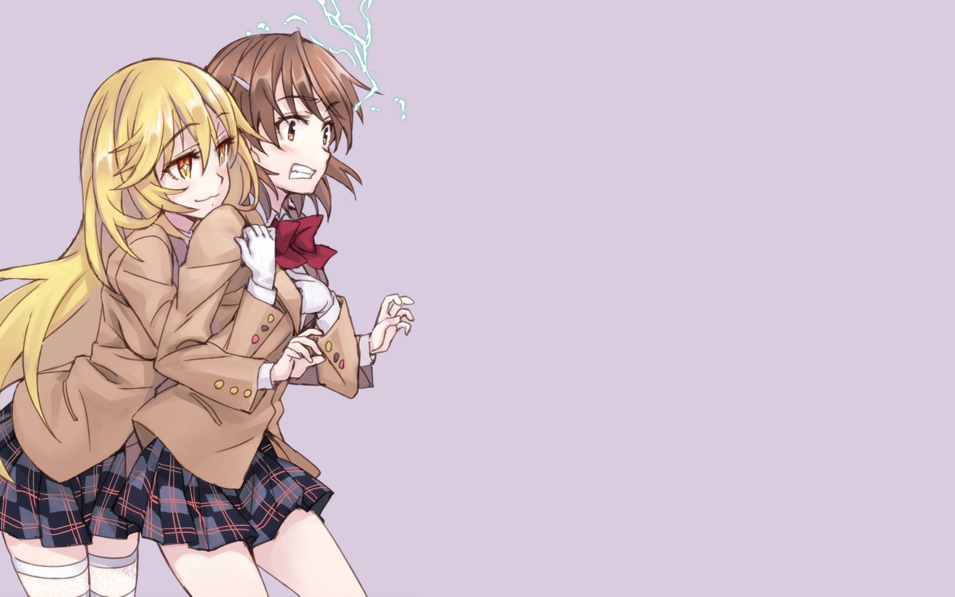 1919x1200 Phone wallpaper: Misaki Shokuhou, Anime, A Certain Scientific Railgun, Blonde, Brown Eyes, Brown Hair, Mikoto Misaka, School Uniform, Short Hair, Skirt, A Certain Magical Index 411510