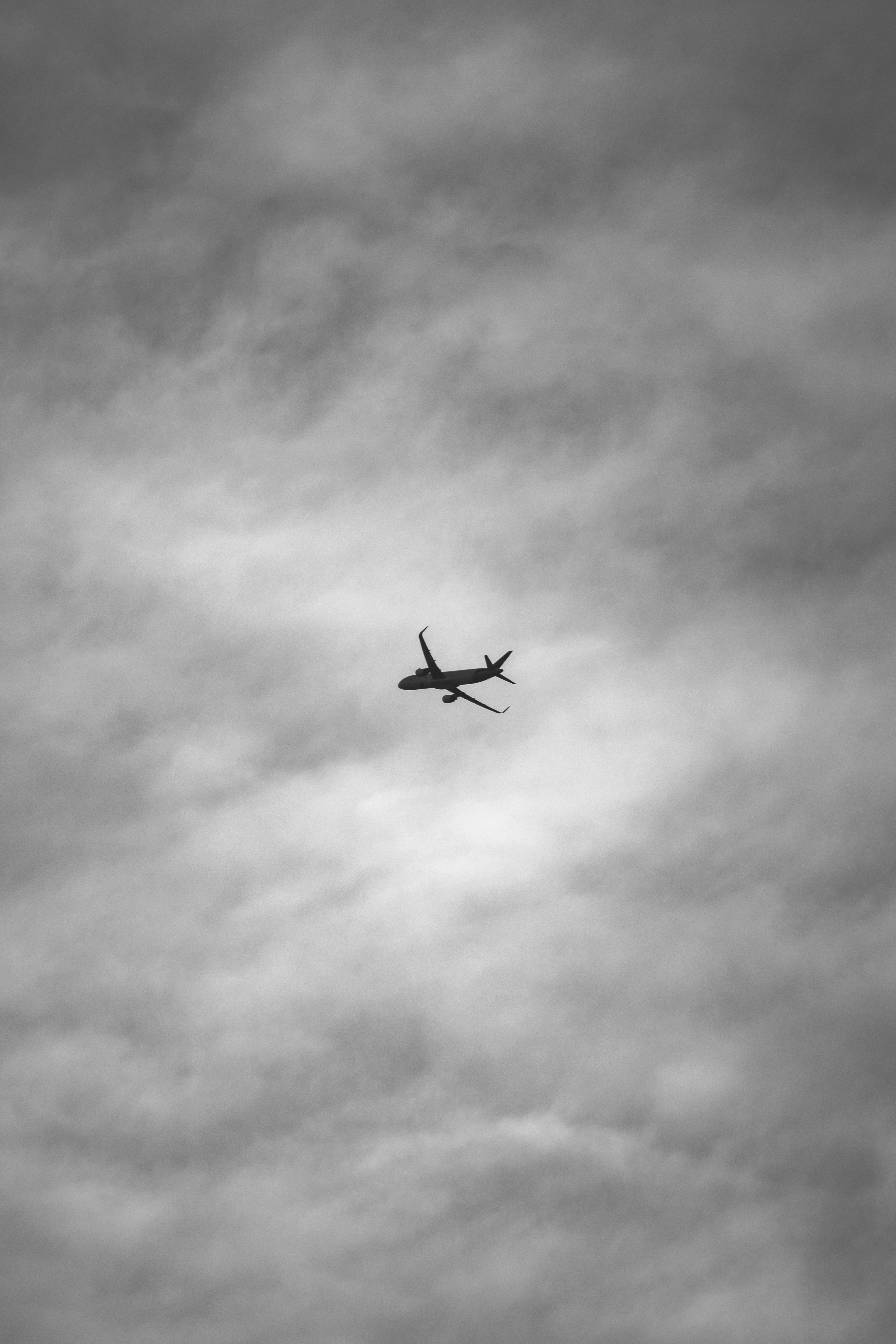 4000x6000 Black and White Photo of Airplane against Cloudy Sky · Free