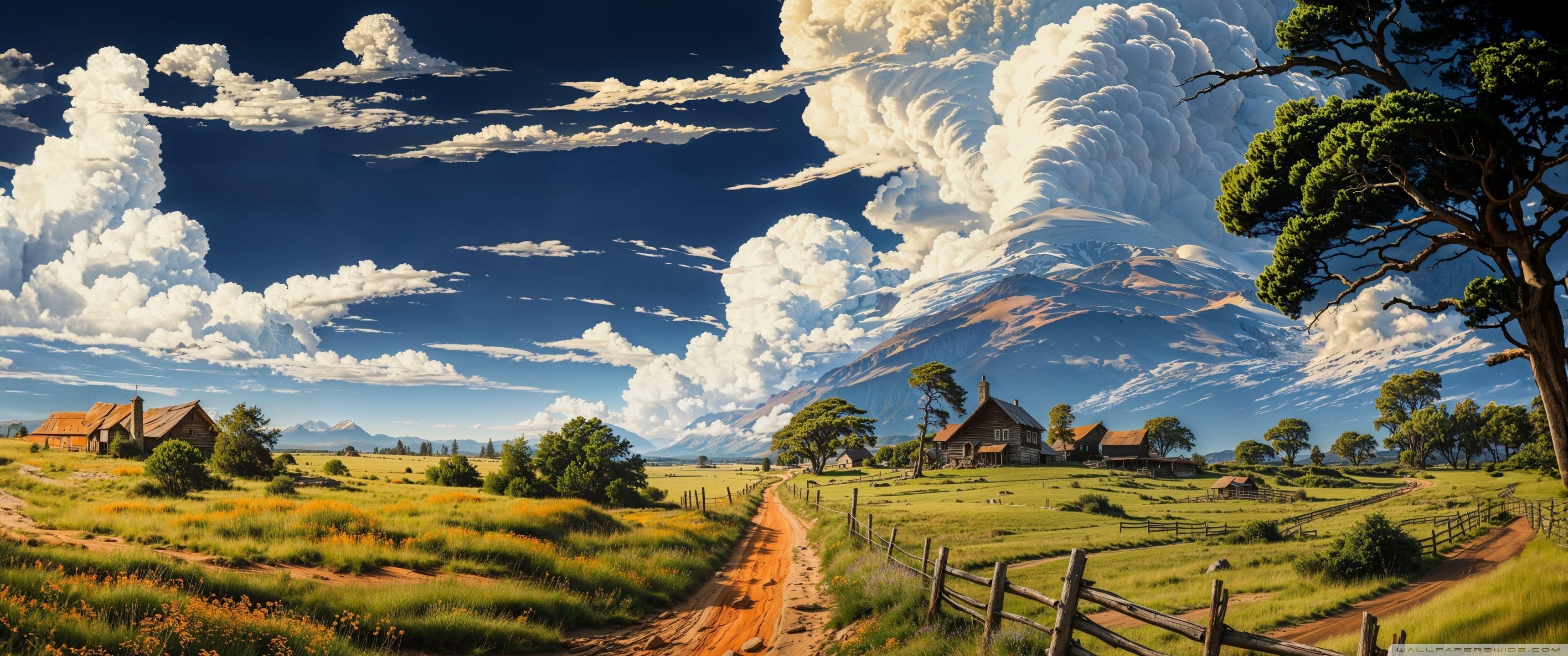 3440x1440 Farm Scene Digital Art 4K UHD Wallpaper for UltraHD Desktop and TV : Widescreen and UltraWide Display : Dual Monitor