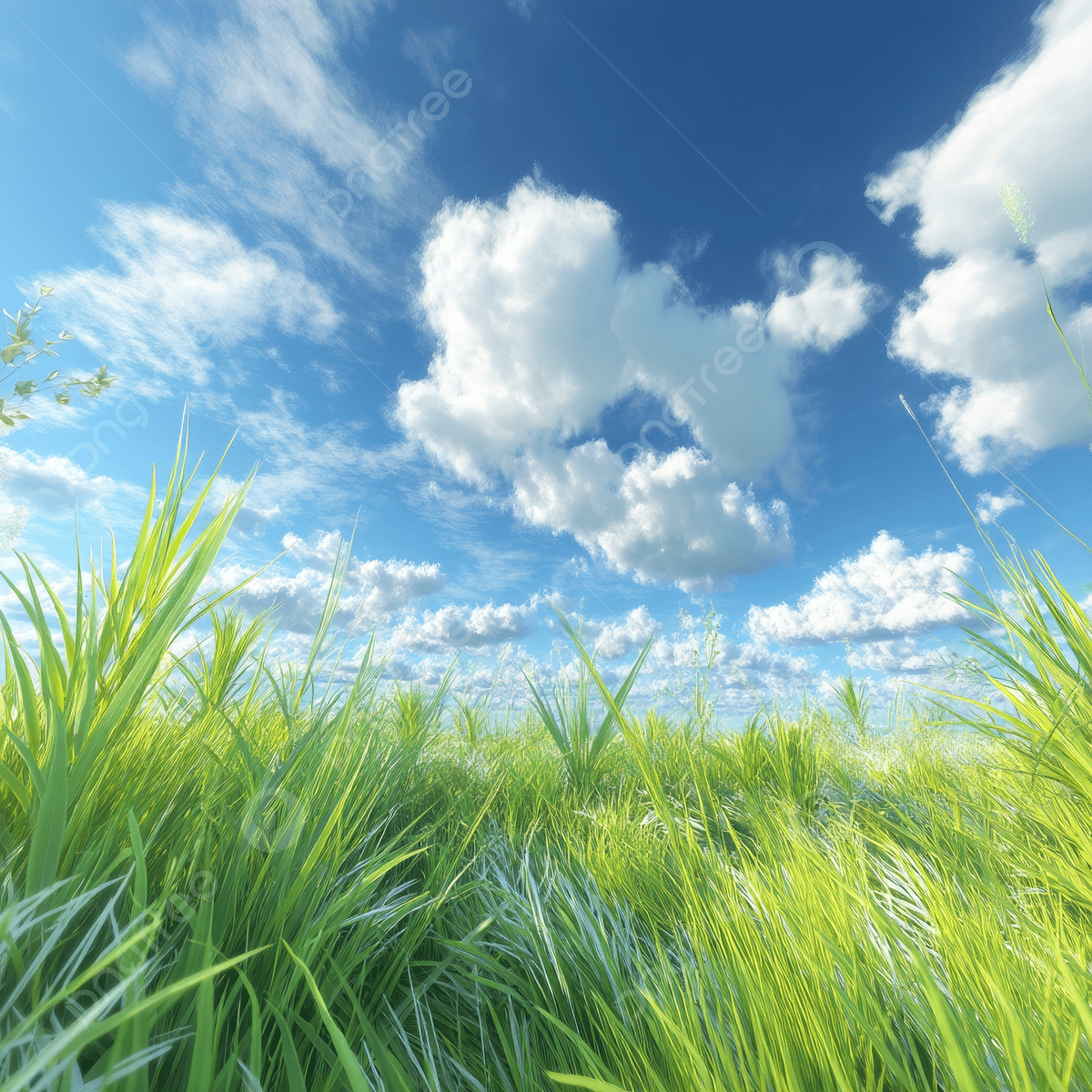 1200x1200 A Grassy Field With Blue Sky And Clouds The Green Grass Covers Ground Bright Colors Fresh Peaceful Environment Of Meadow, Grassy, Field, Blue Sky Background Image And Wallpaper for Free Download