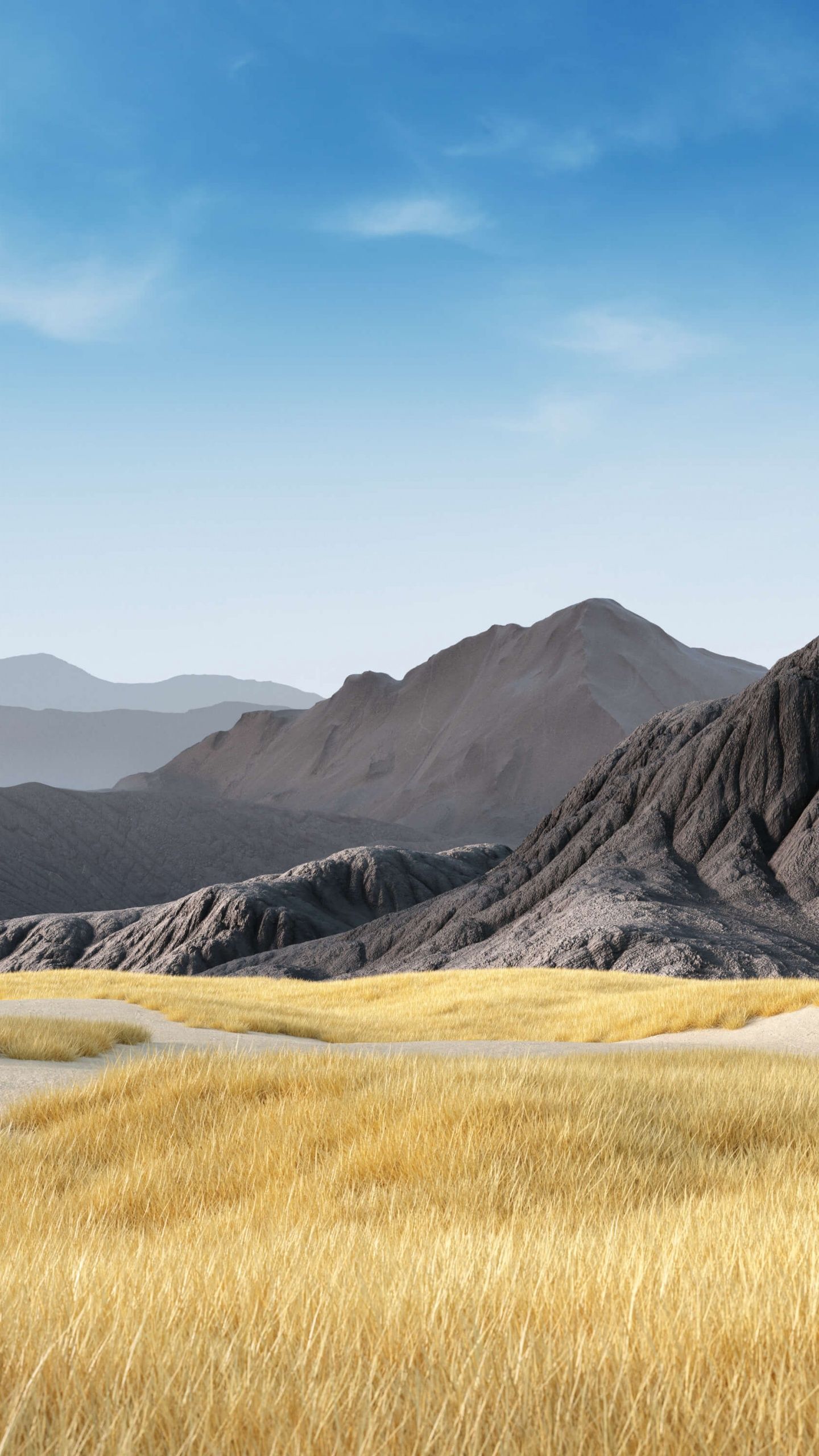 1440x2560 Mountains Wallpaper 4K, Clear sky, Grass field, Landscape