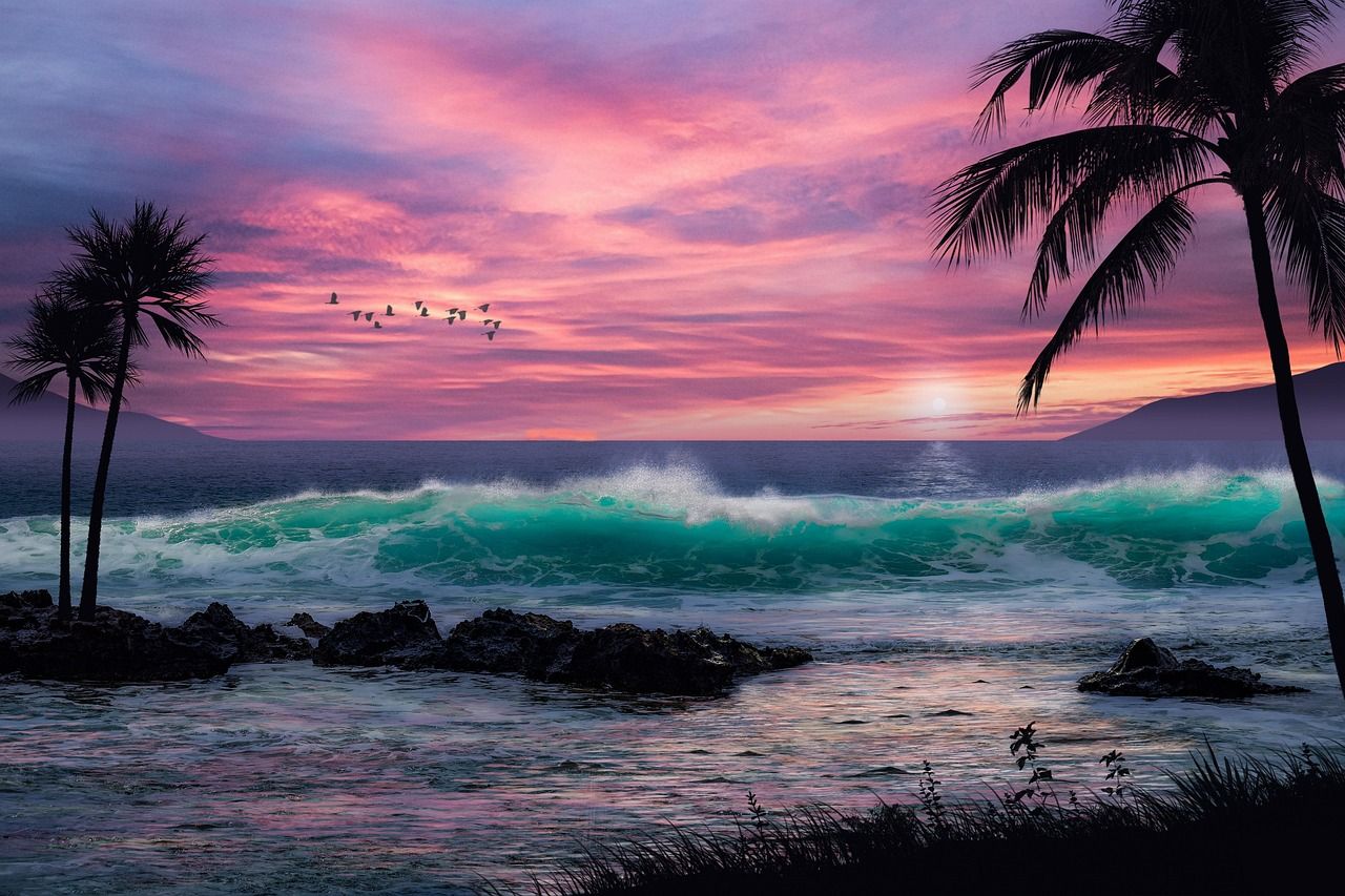 1280x853 Ocean Sunset Island