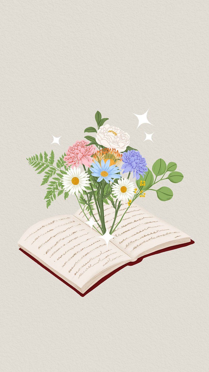 800x1421 Floral open book background, literature