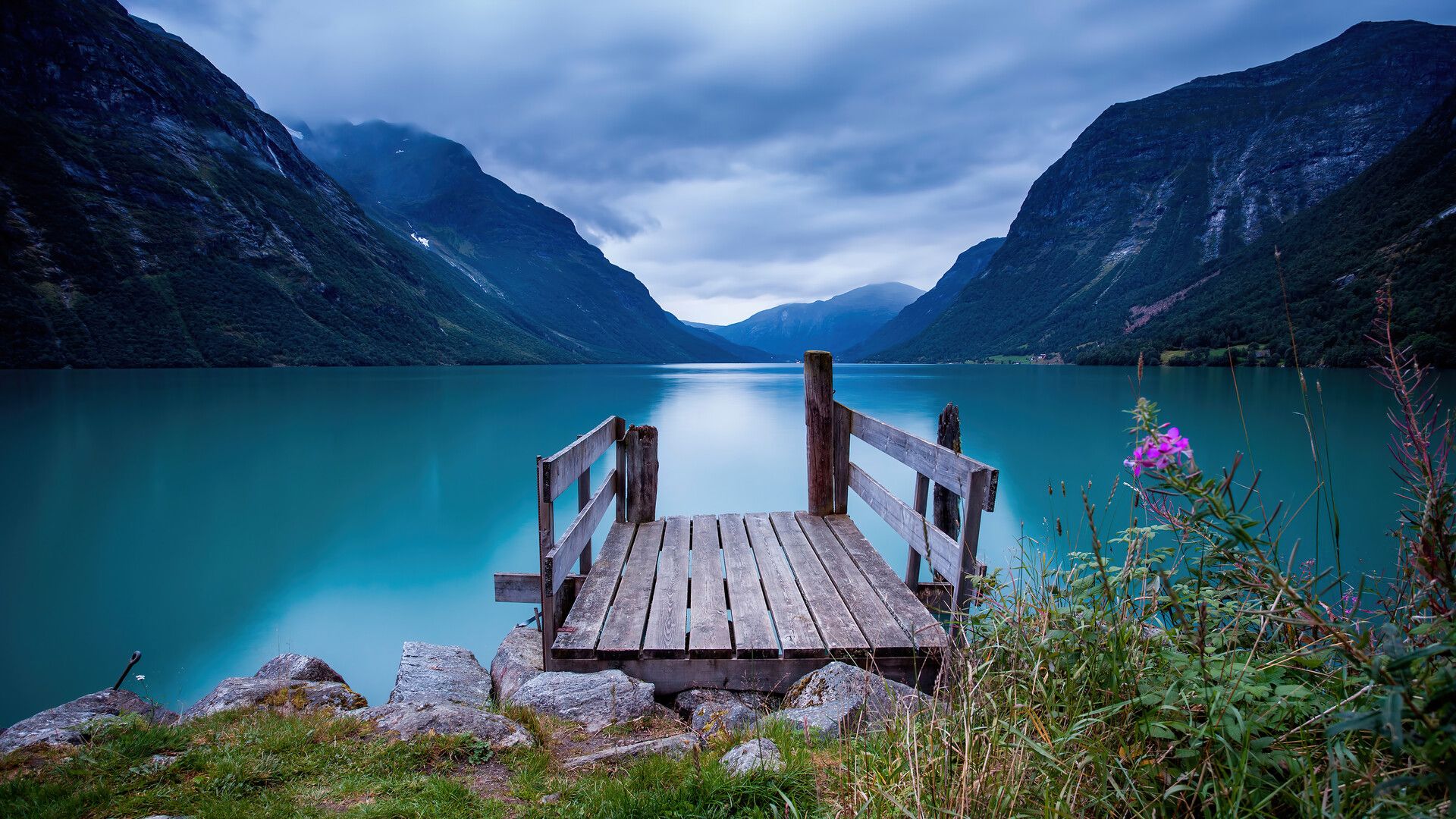 1920x1080 Norway Lake Bridge Mountain Scenery Wallpaper 4K HD PC f
