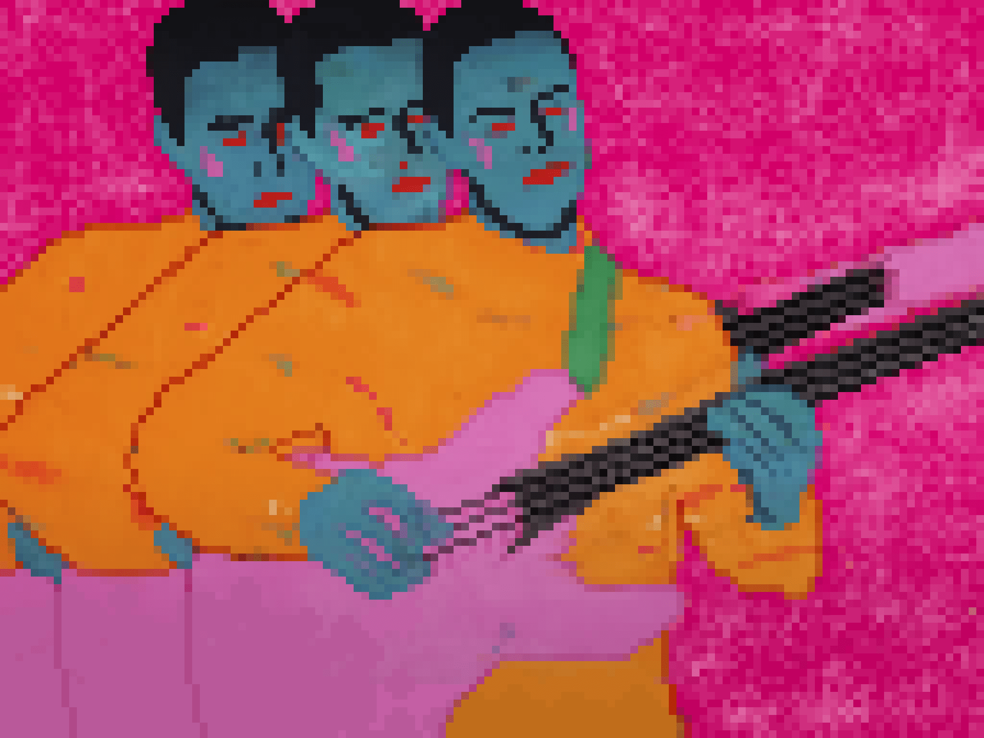 1920x1440 Pixel art of Joey Walker during guitar solo in O.N.E. (my favorite song of King Gizzard)