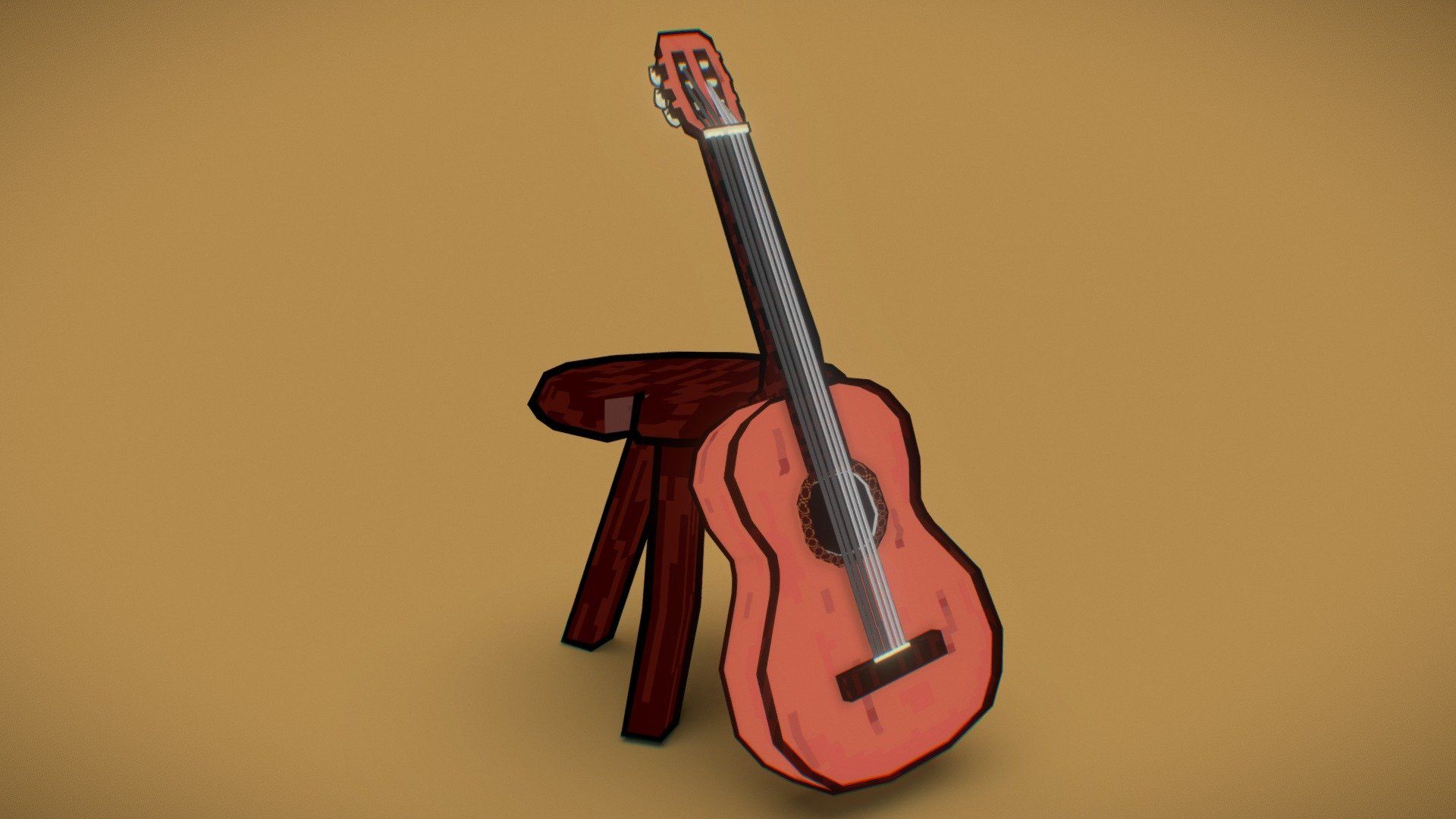1920x1080 Pixel Art Spanish guitar Free 3D model by Nightframes [7edc717]