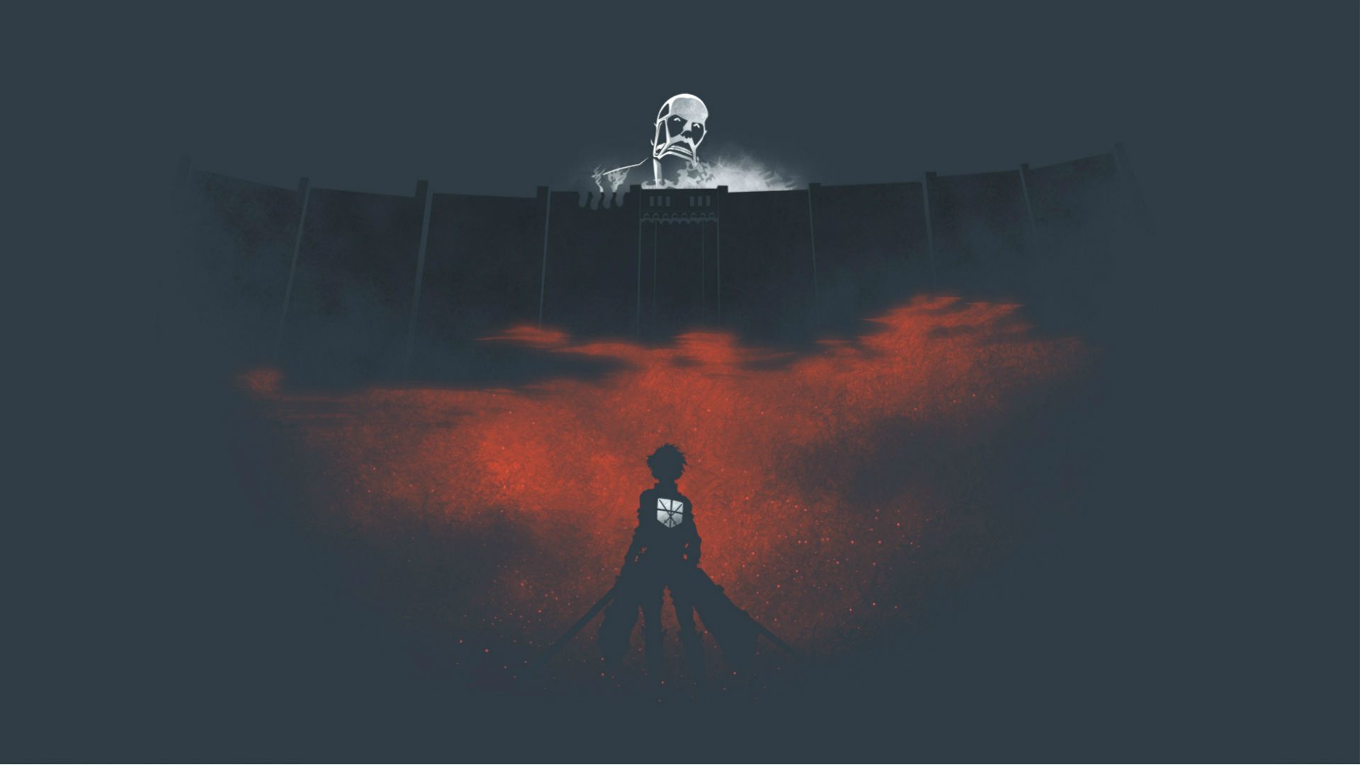 1920x1080 Wallpaper wall, Titan, Shingeki no Kyojin, Eren Yeager, The Invasion Of The Giants, a bloody mist for mobile and desktop, section сёнэн, resolution 1920x1080