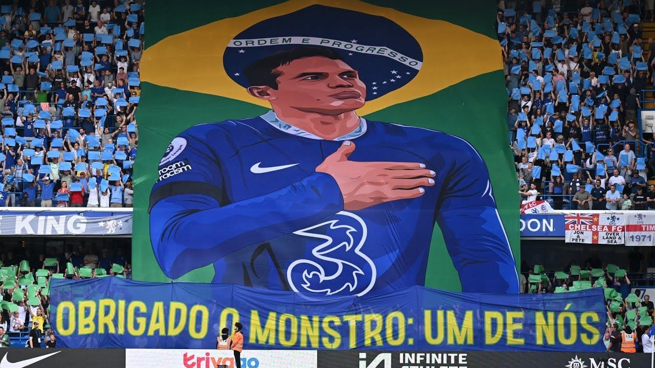 1280x720 Thiago Silva bids farewell, banner shown at Stamford Bridge before Chelsea- Bournemouth game =