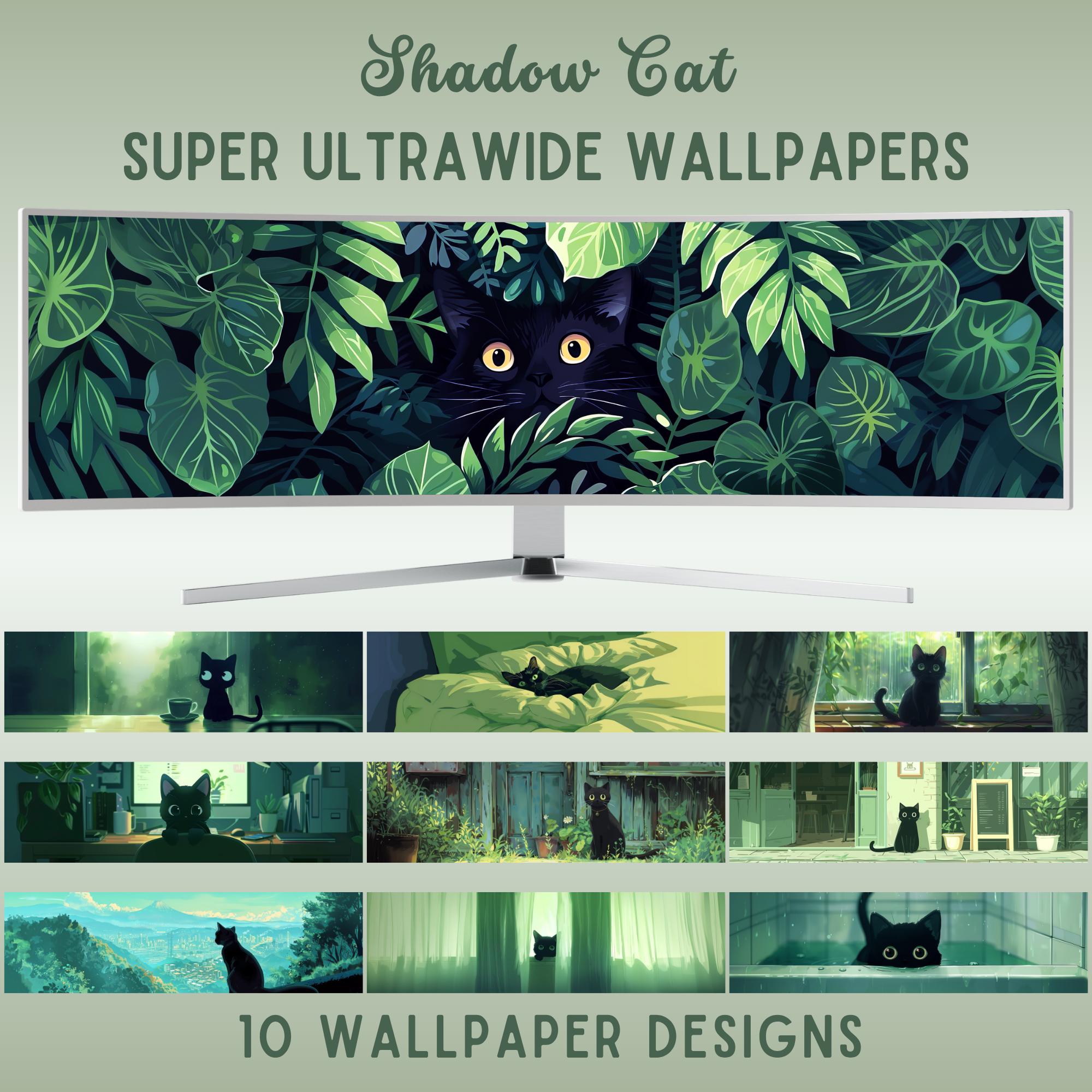2000x2000 Black Cats Super Ultrawide Wallpaper Lofi Desktop Wallpaper Green Desktop Background Cats Wallpaper Anime Wallpaper Ultrawide Wallpaper