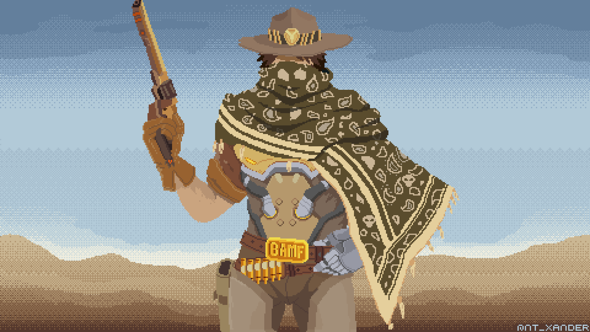 1920x1080 I drew Cole Cassidy from the game Overwatch in Pixel art!
