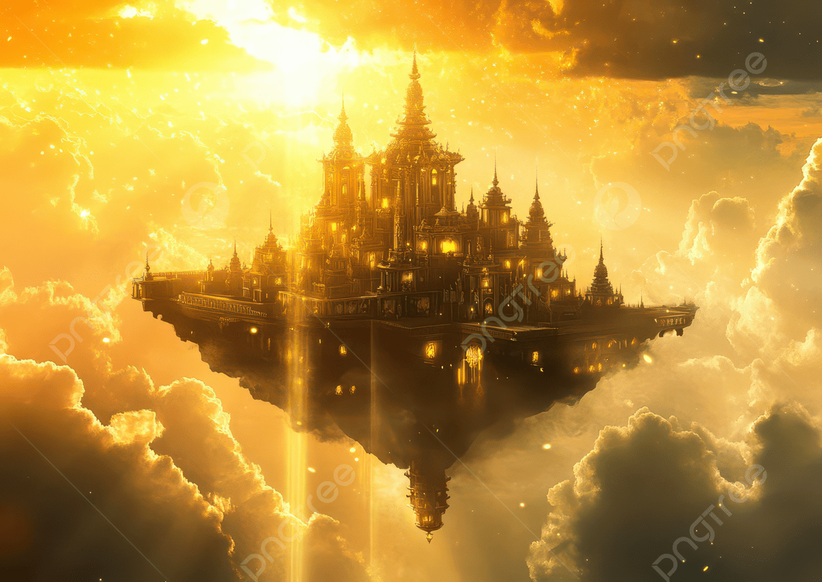 1200x849 A Floating Castle Bathed In Golden Light Amidst Clouds Evoking Sense Of Wonder, Castle, Floating, Clouds Background Image And Wallpaper for Free Download