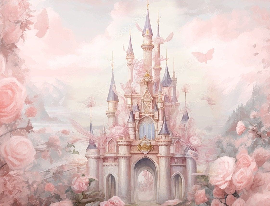 1122x857 Princess Castle Wallpaper: Rose Gold Fairyland Wall Mural