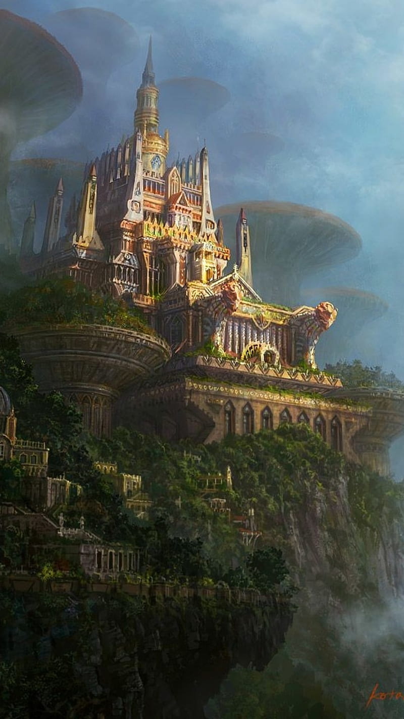 800x1422 Castle fantasy, castles, pixiv, world, HD phone wallpaper