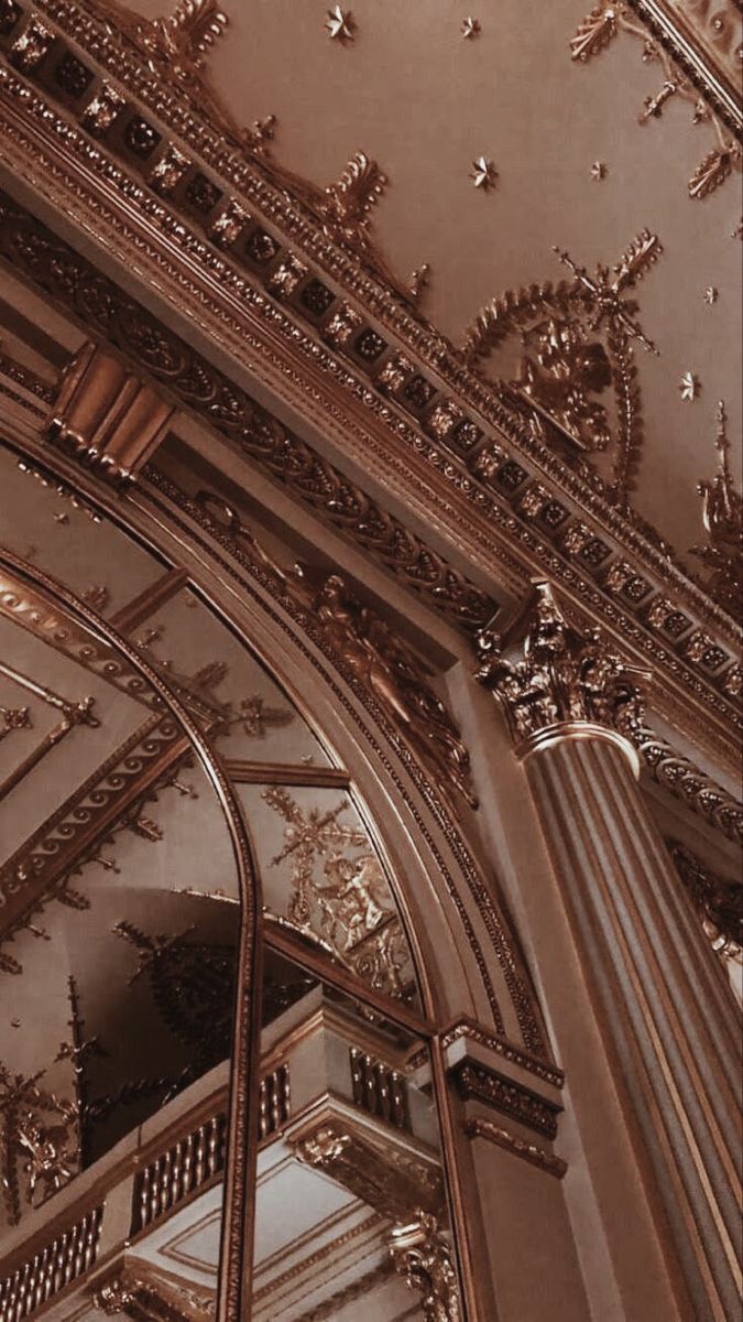 675x1200 Vintage background with ornate ceiling. Red and gold wallpaper aesthetic, Copper color aesthetic, Red and gold architecture