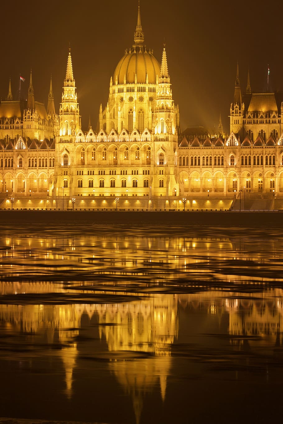 910x1365 HD wallpaper: golden light castle, parliament, architecture, hungary, budapest